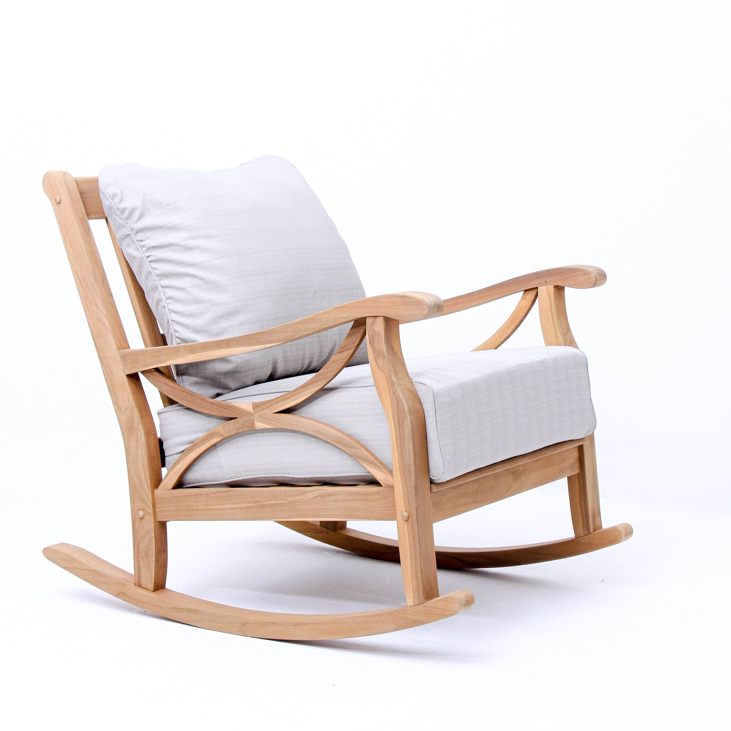 Abbington Teak Wood Outdoor Rocking Chair with Beige Cushion - Image 52