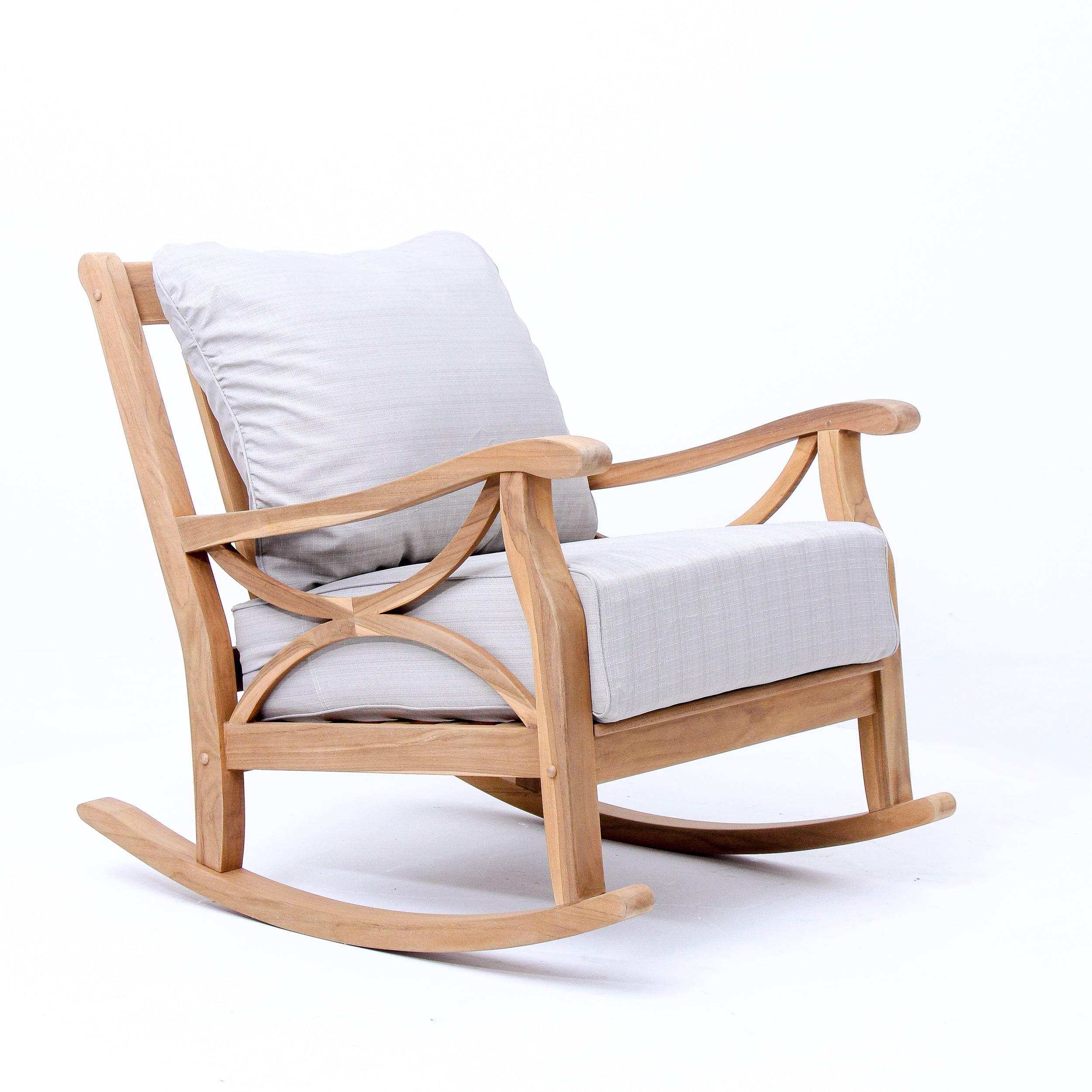 Abbington Teak Wood Outdoor Rocking Chair with Beige Cushion - Image 53