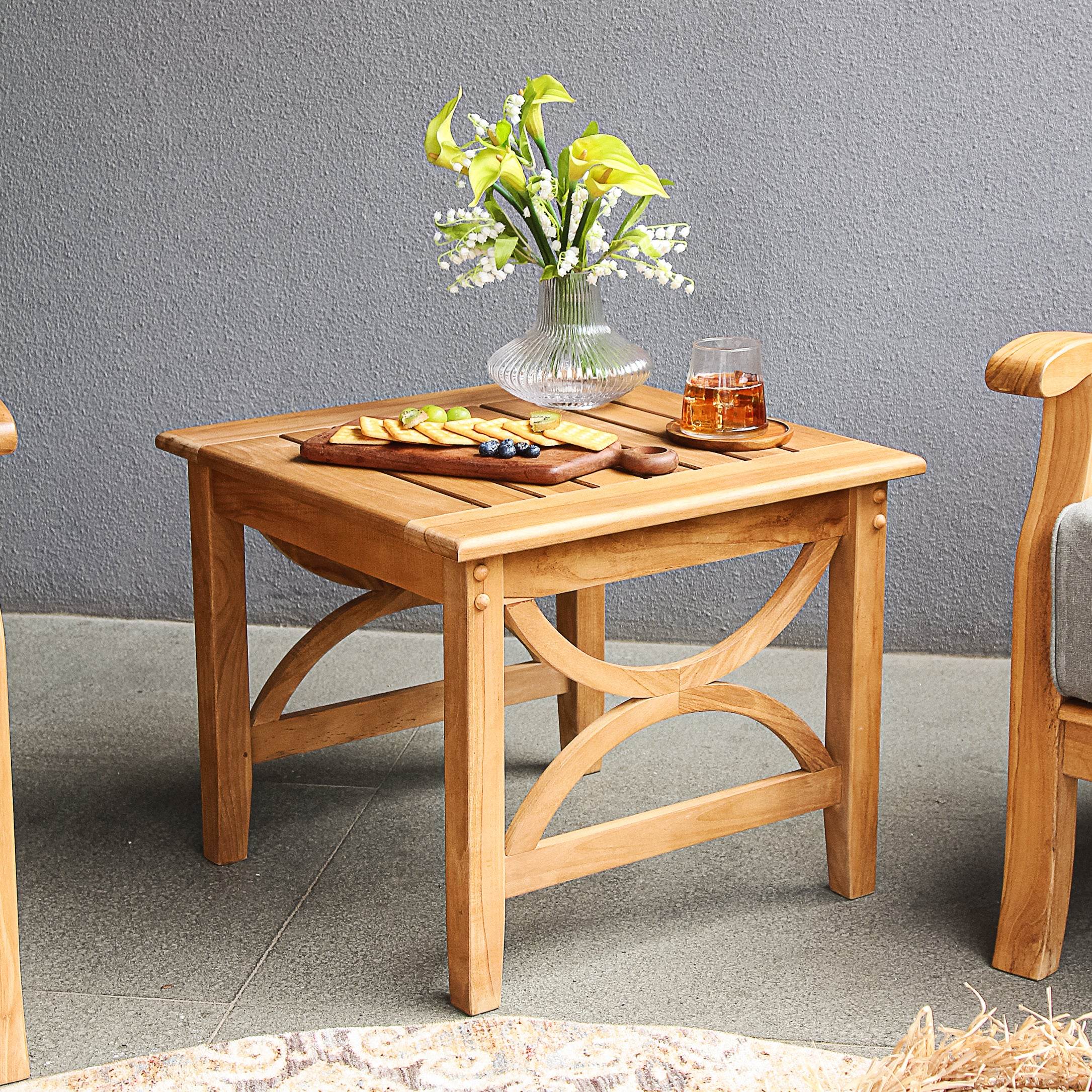 Abbington Teak Wood Outdoor Side Table - Image 4