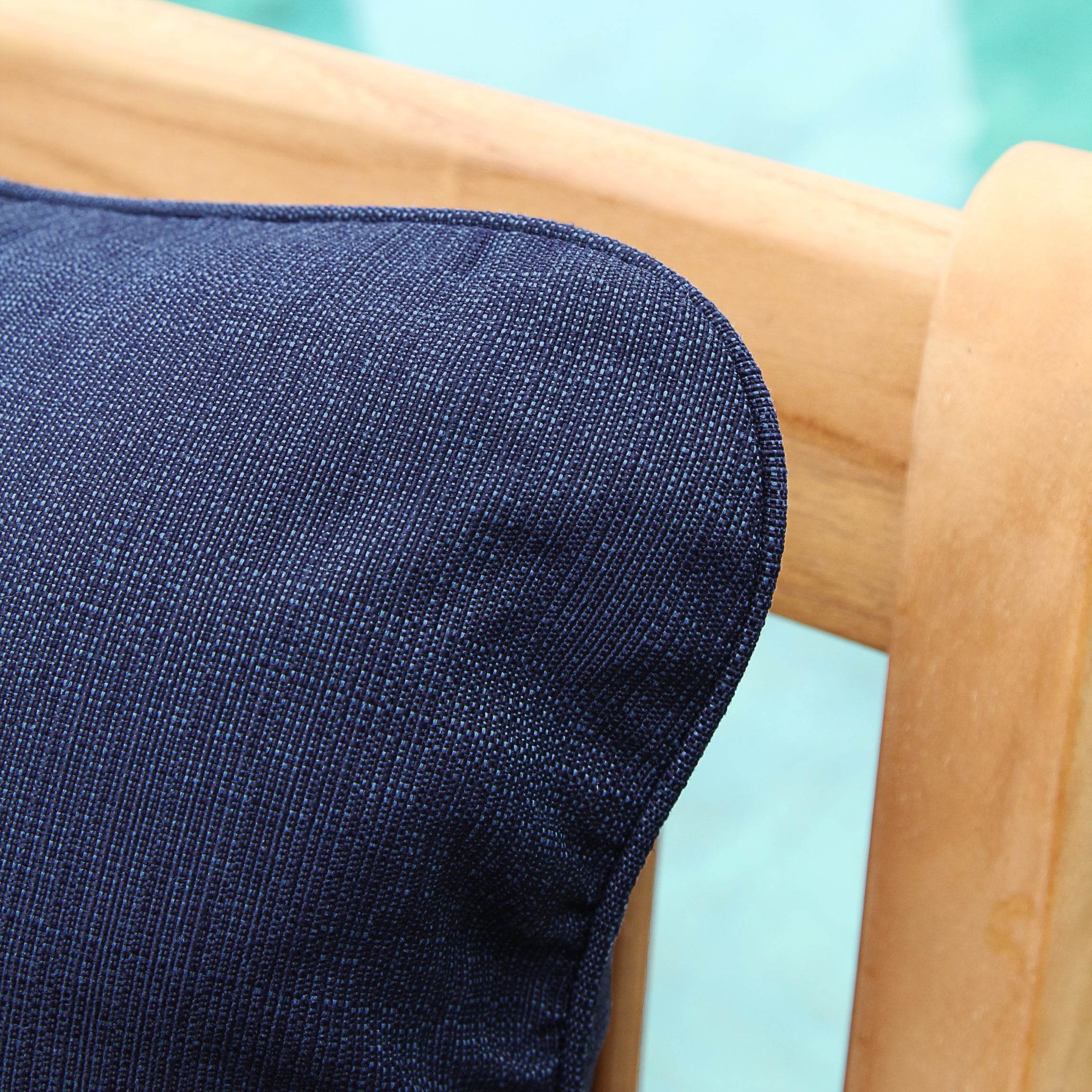 Abbington Teak Wood Patio Sofa with Navy Cushion - Image 7