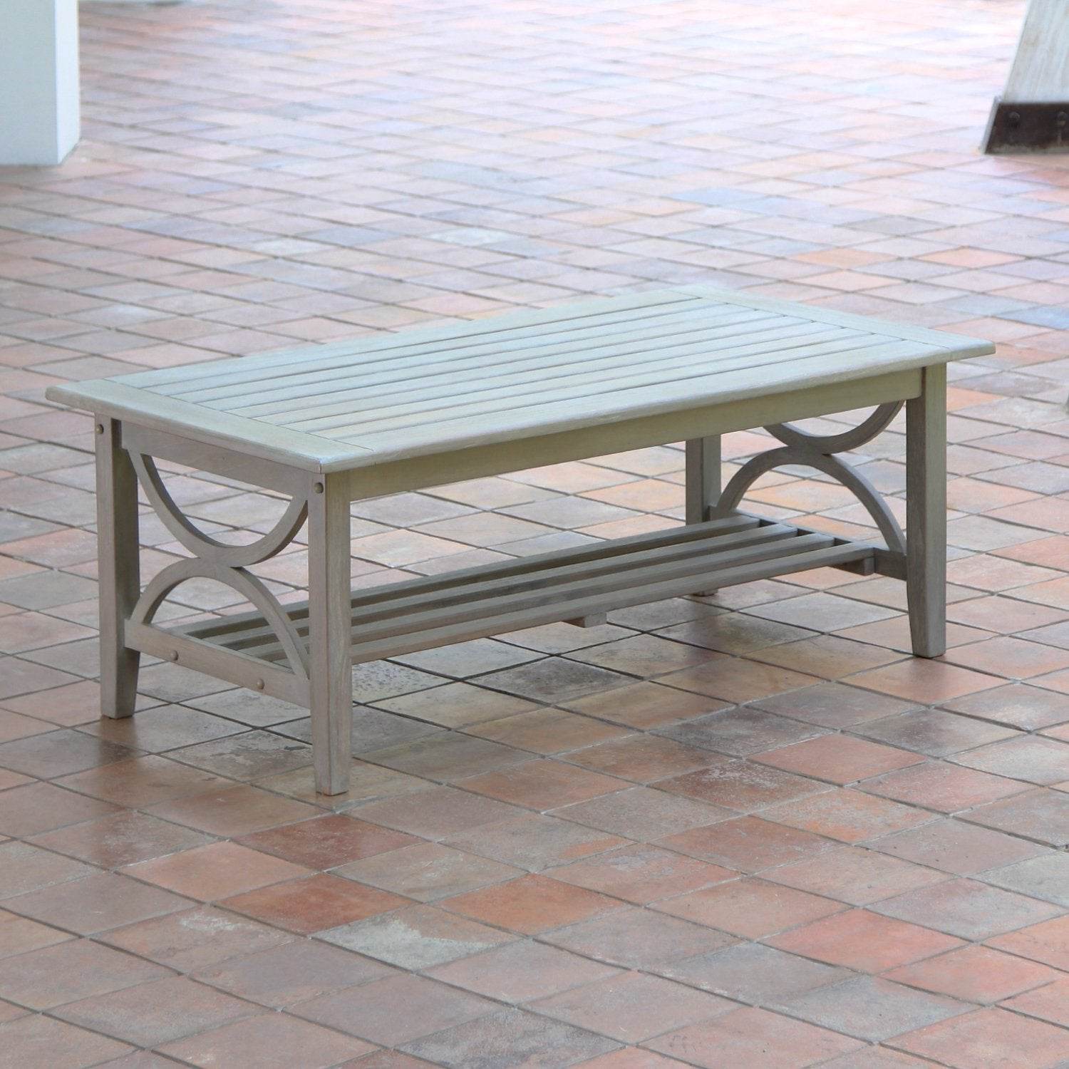 Abbington Weathered Teak Wood Outdoor Coffee Table - Image 4