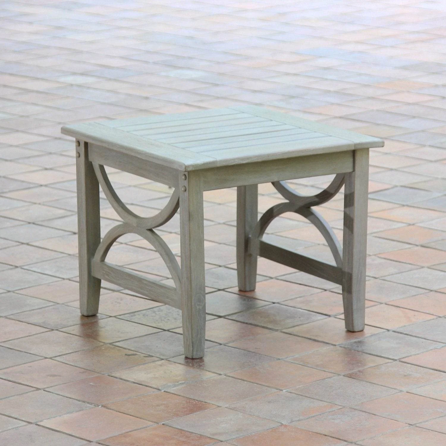 Abbington Weathered Teak Wood Outdoor Side Table - Image 3