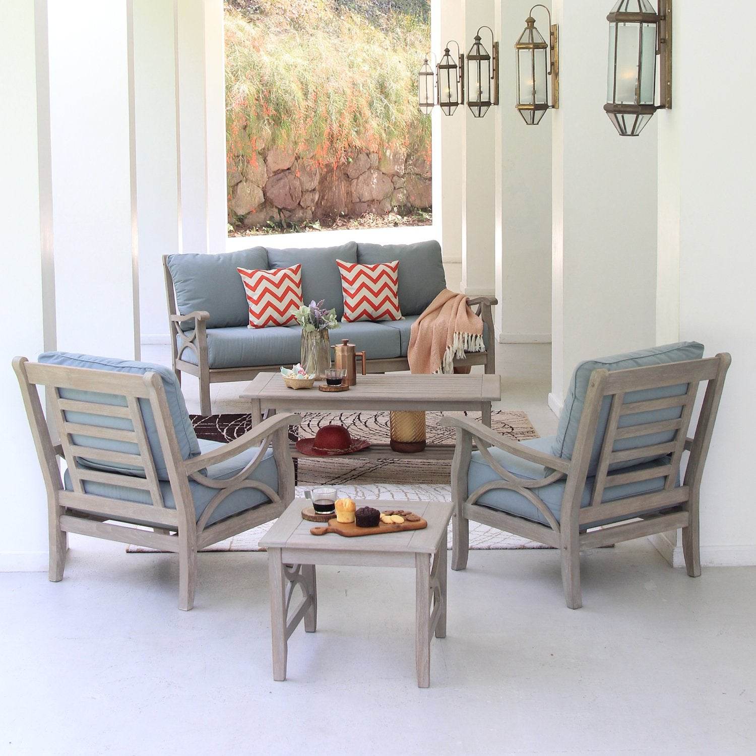 Abbington Weathered Teak Wood Outdoor Side Table - Image 4