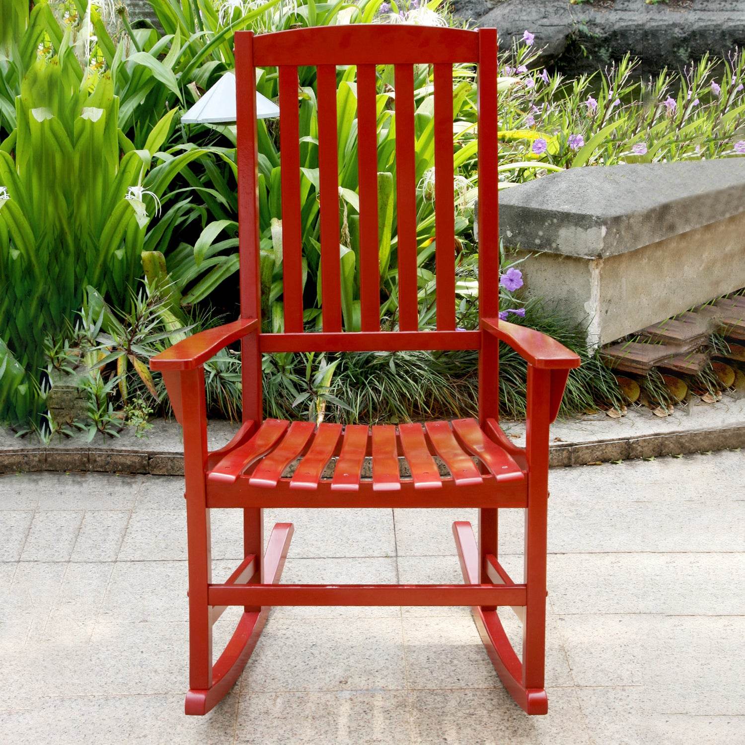 Alston 2 Piece Mahogany Wood Red Porch Rocking Chair - Image 3