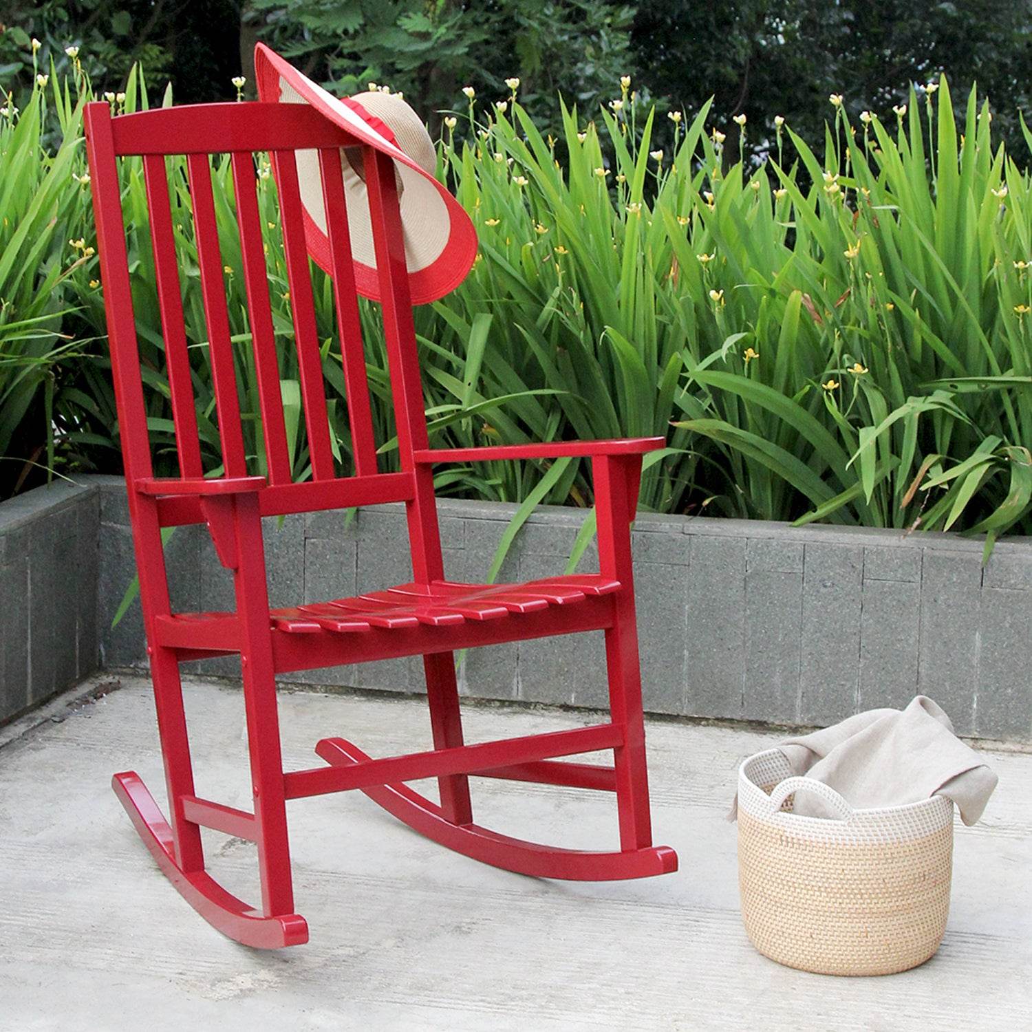 Alston 2 Piece Mahogany Wood Red Porch Rocking Chair - Image 4