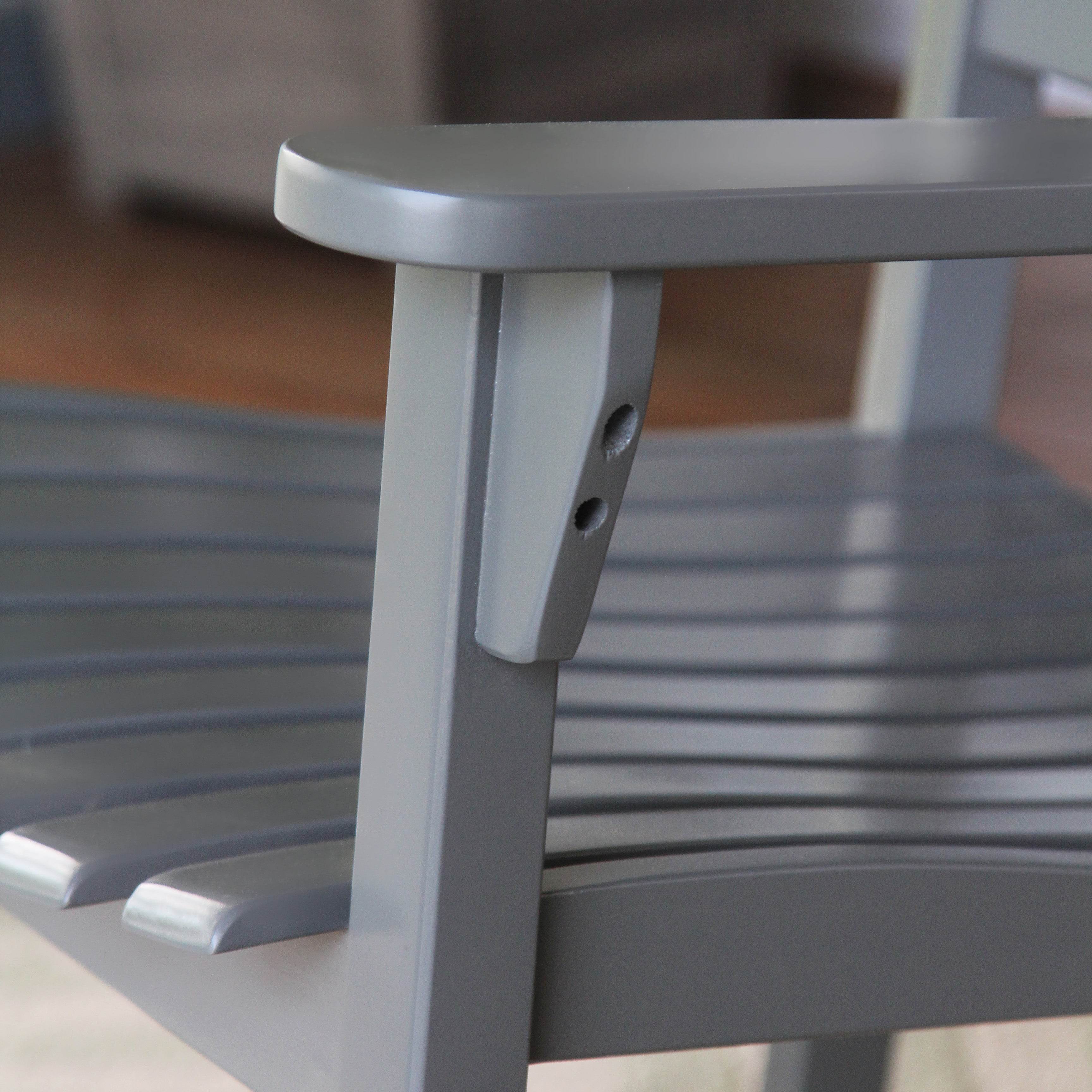 Alston 2 Piece Mahogany Wood Slate Gray Porch Rocking Chair - Image 3