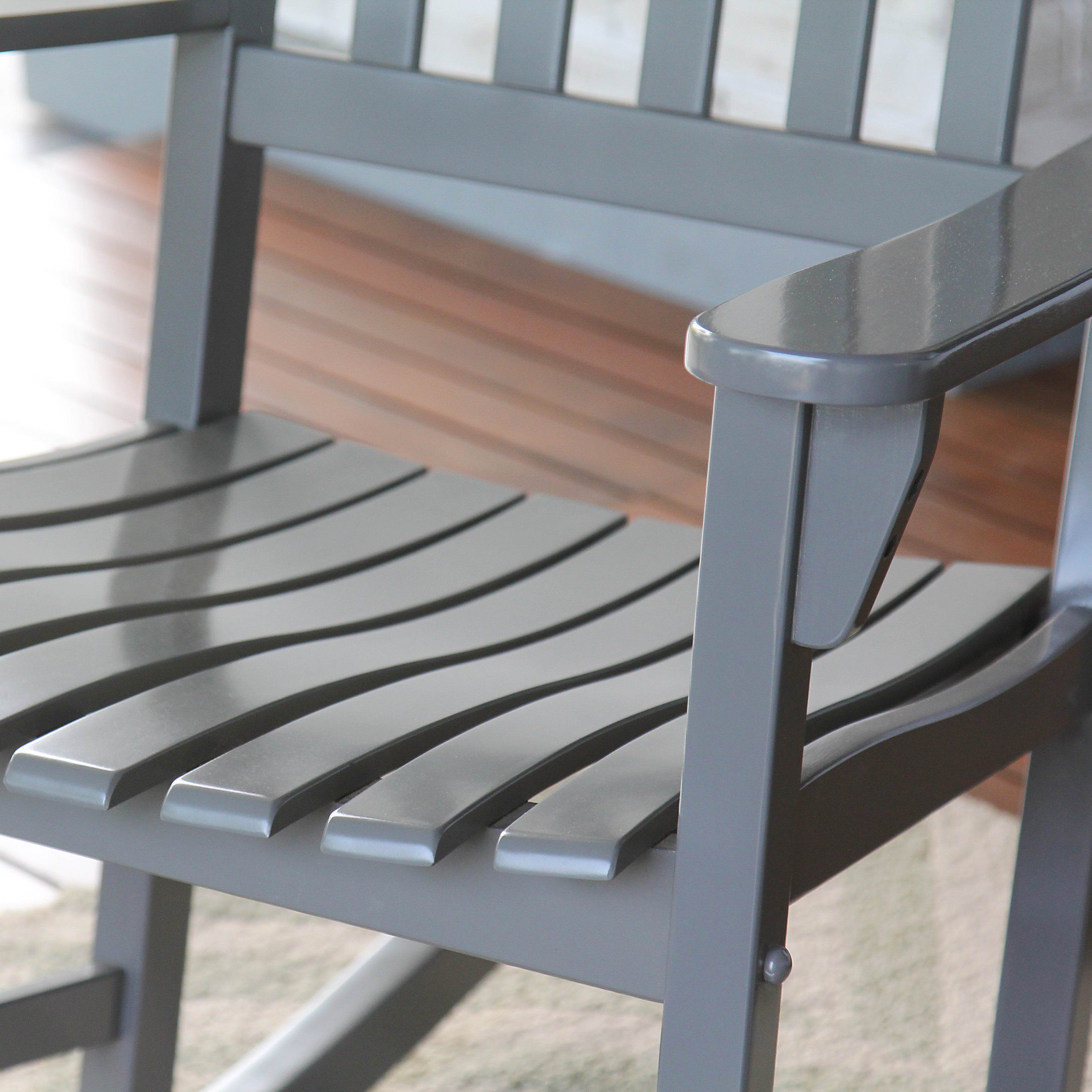 Alston 2 Piece Mahogany Wood Slate Gray Porch Rocking Chair - Image 4
