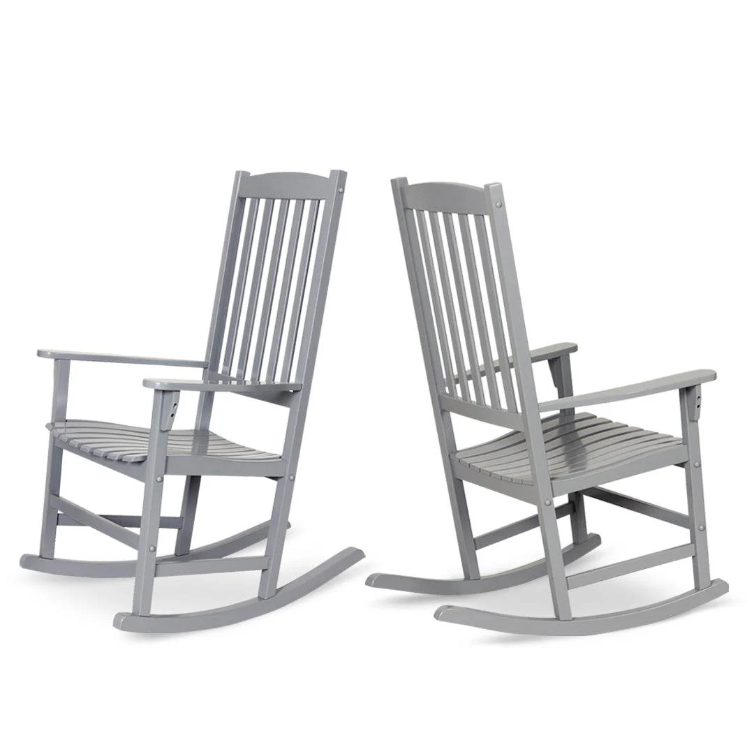 Alston 2 Piece Mahogany Wood Slate Gray Porch Rocking Chair - Image 5