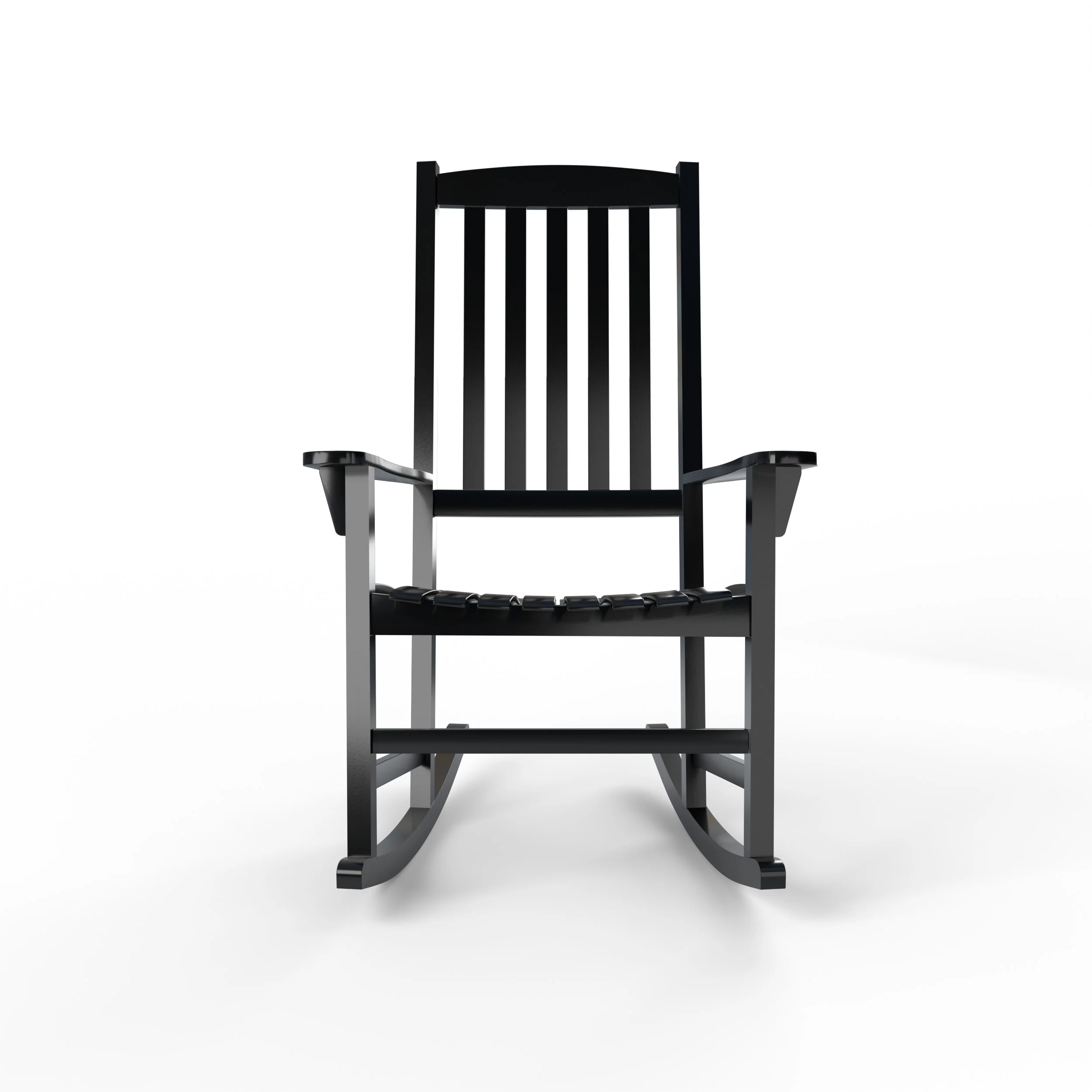 Alston Mahogany Wood Black Porch Rocking Chair with Blue Stripe Cushion - Image 13