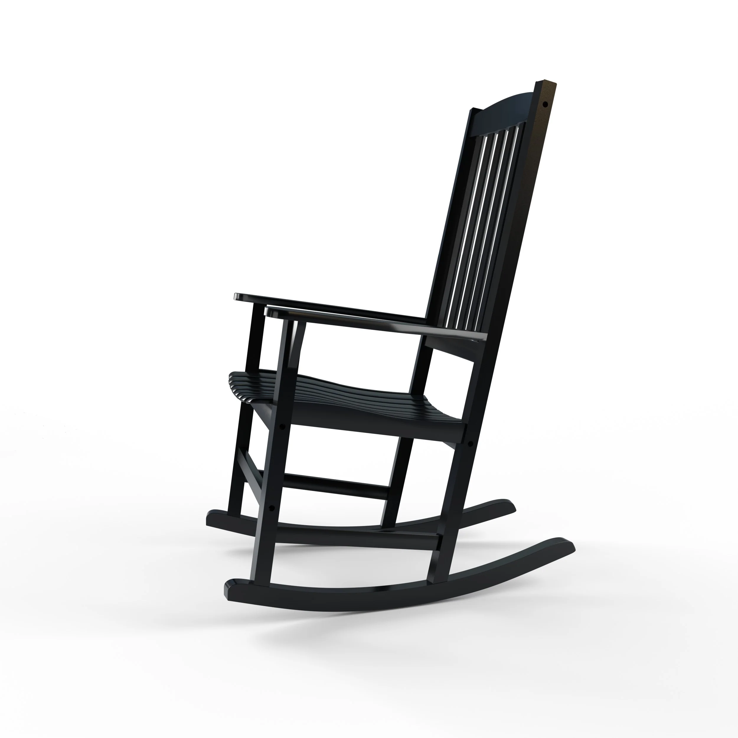 Alston Mahogany Wood Black Porch Rocking Chair with Blue Stripe Cushion - Image 22