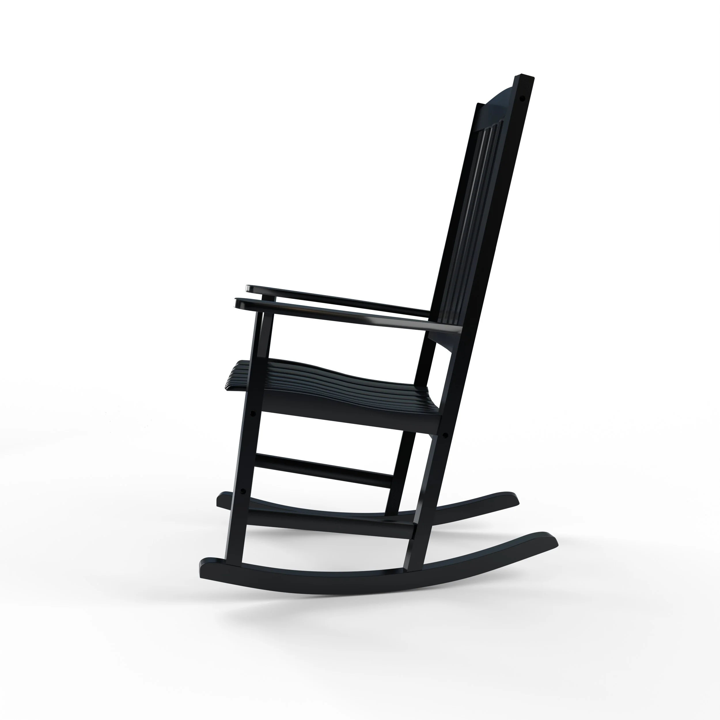 Alston Mahogany Wood Black Porch Rocking Chair with Blue Stripe Cushion - Image 23