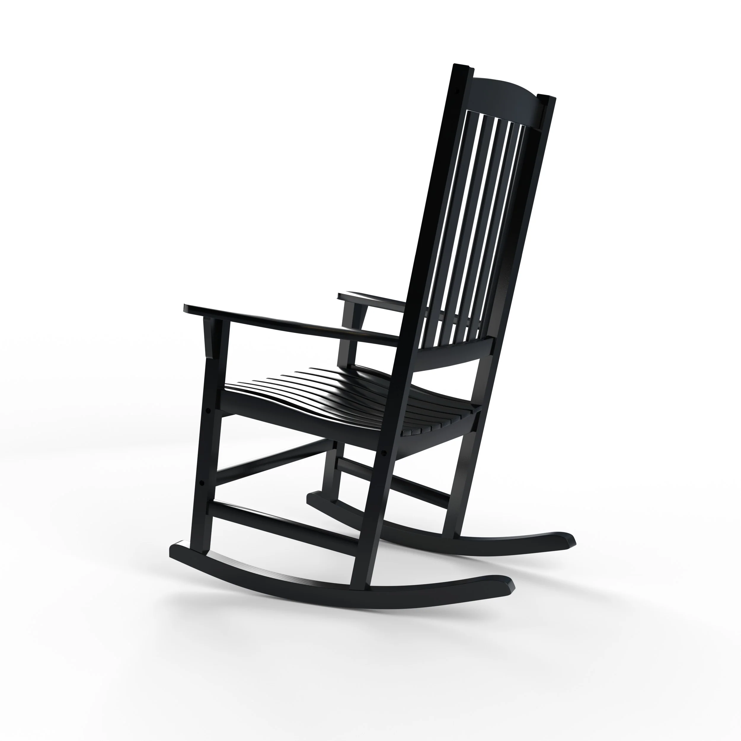 Alston Mahogany Wood Black Porch Rocking Chair with Blue Stripe Cushion - Image 27