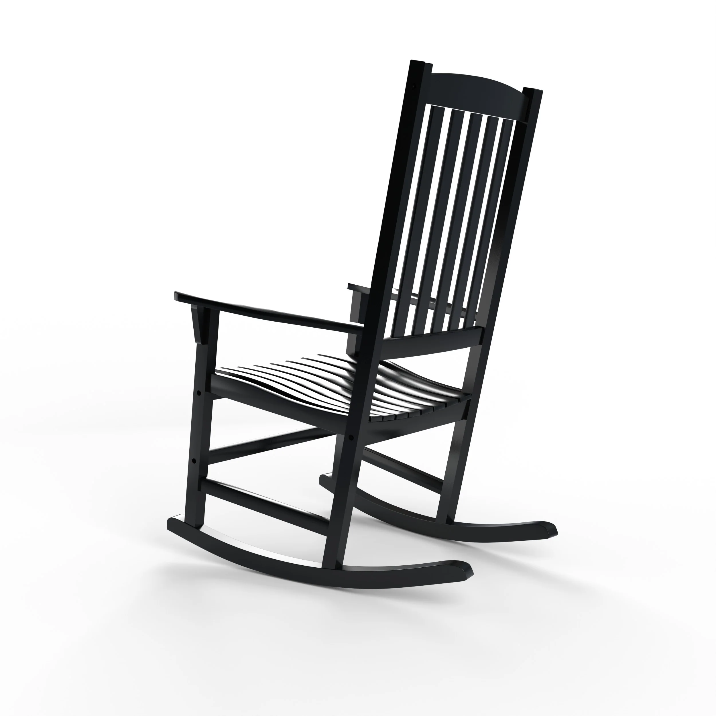 Alston Mahogany Wood Black Porch Rocking Chair with Blue Stripe Cushion - Image 28