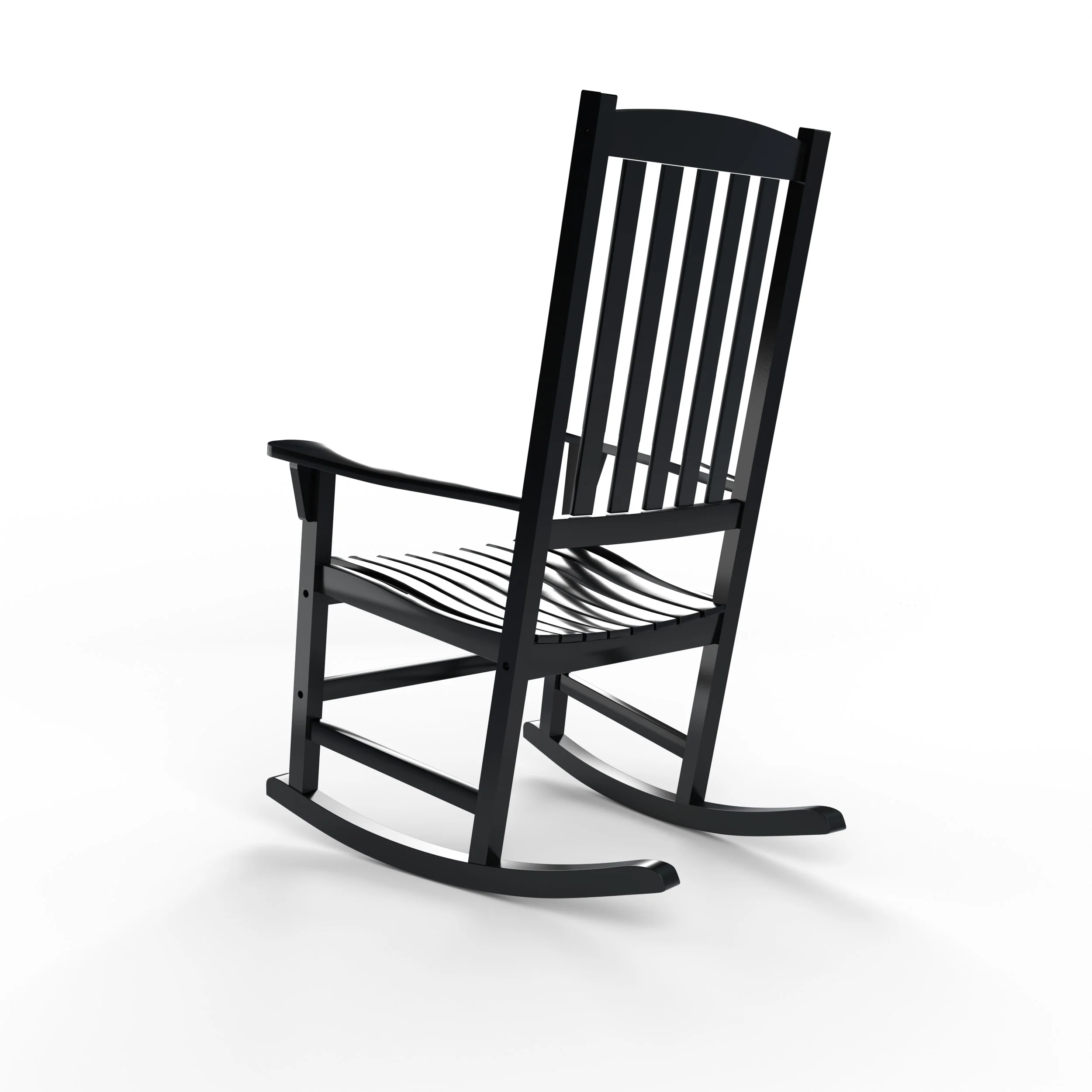 Alston Mahogany Wood Black Porch Rocking Chair with Blue Stripe Cushion - Image 29