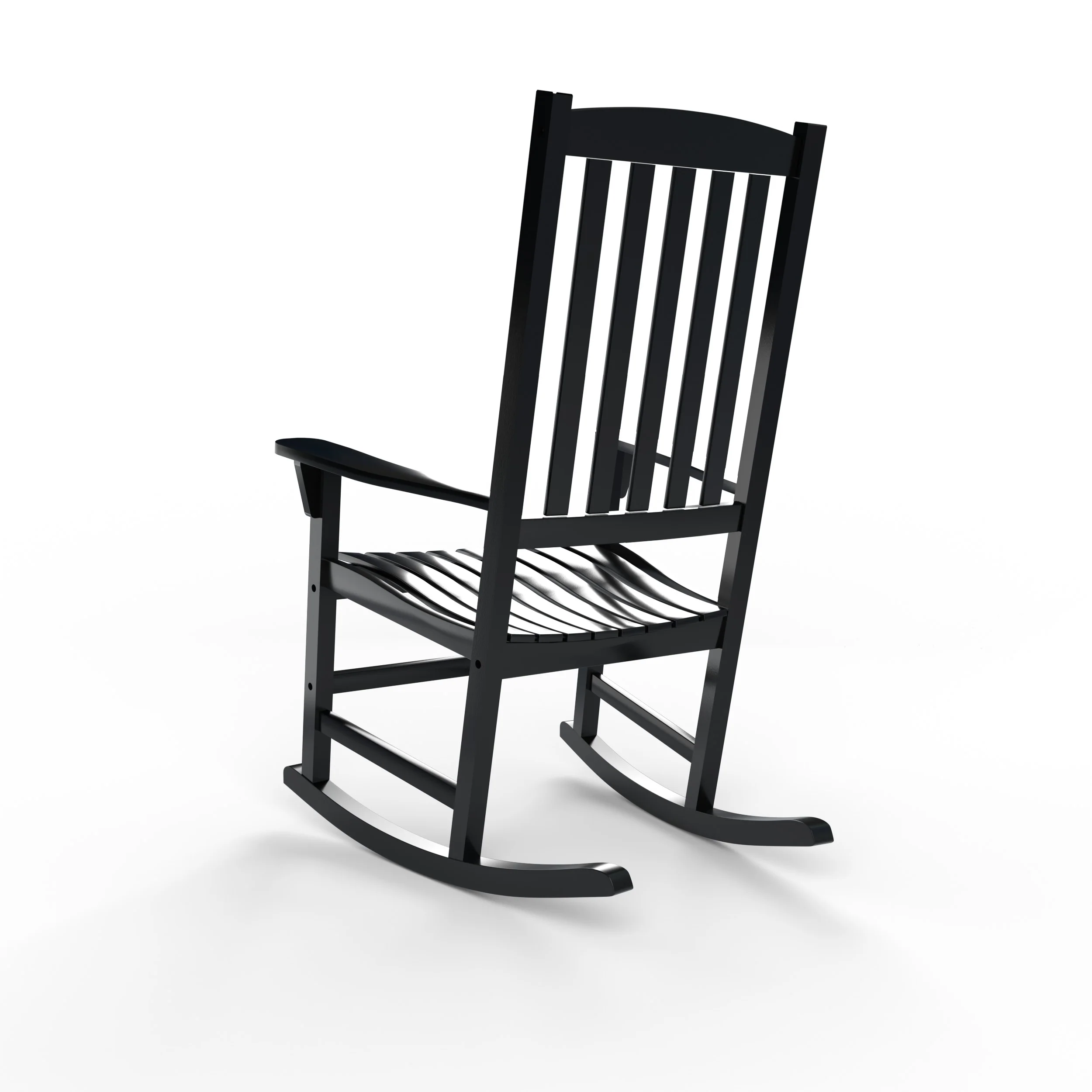 Alston Mahogany Wood Black Porch Rocking Chair with Blue Stripe Cushion - Image 30