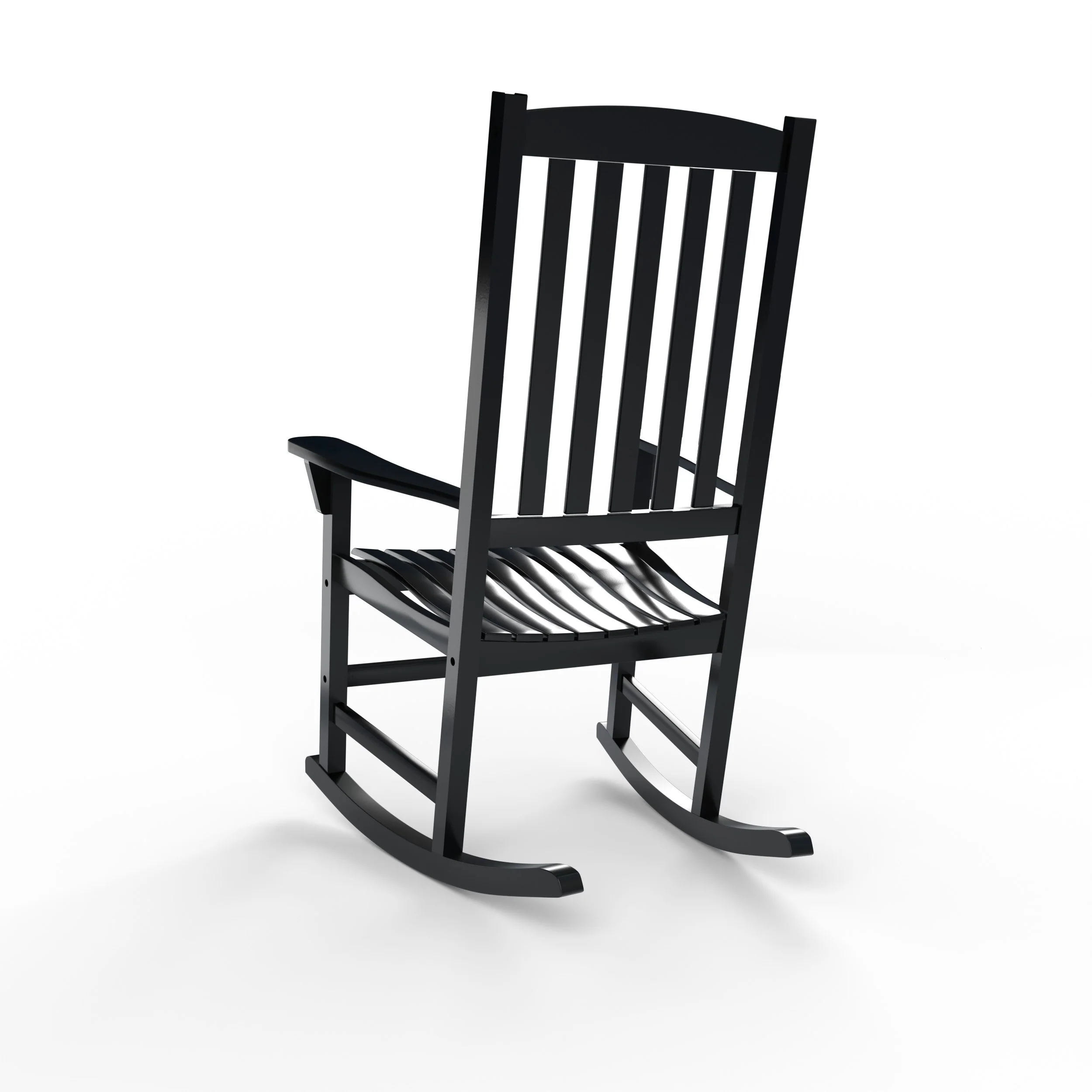Alston Mahogany Wood Black Porch Rocking Chair with Blue Stripe Cushion - Image 31