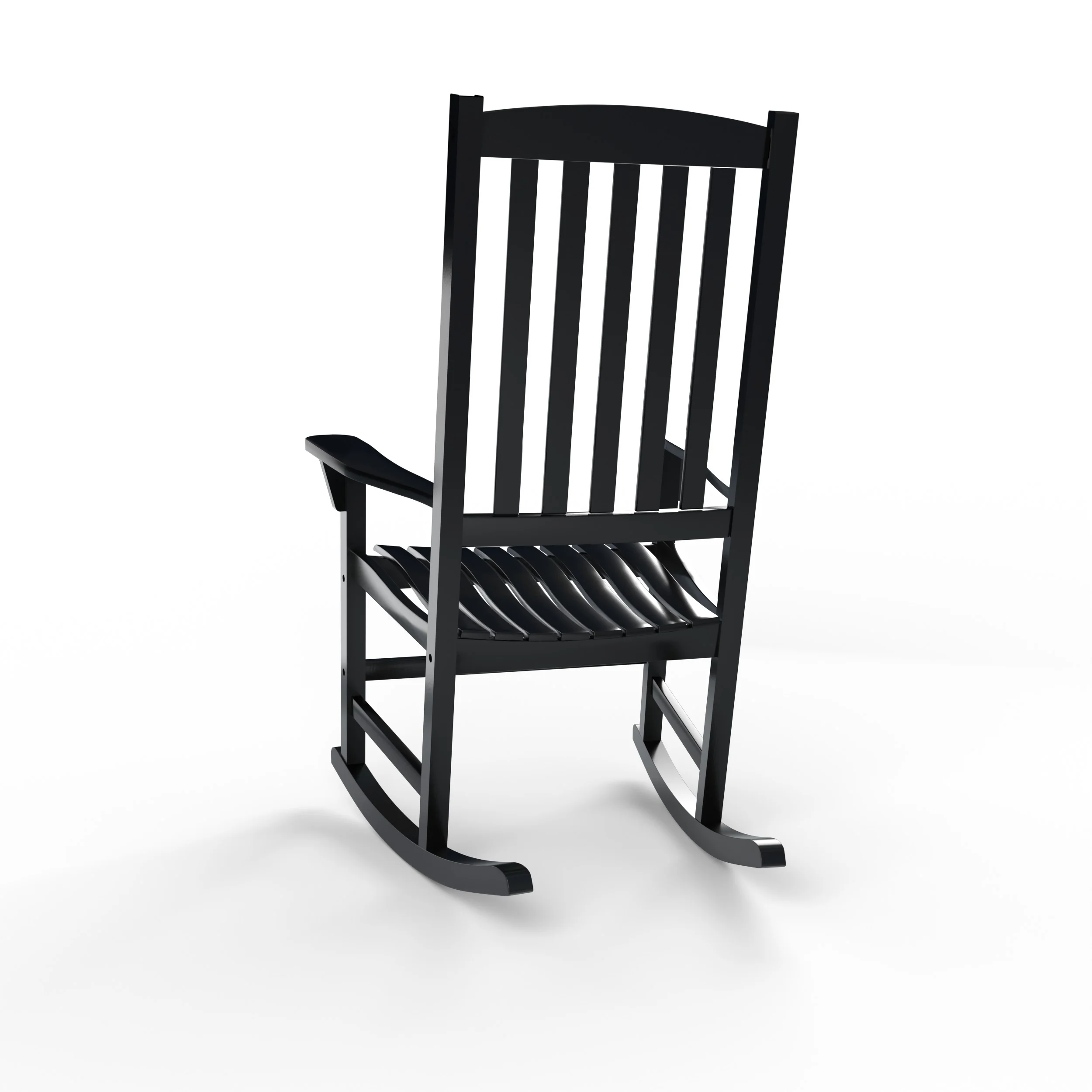 Alston Mahogany Wood Black Porch Rocking Chair with Blue Stripe Cushion - Image 32