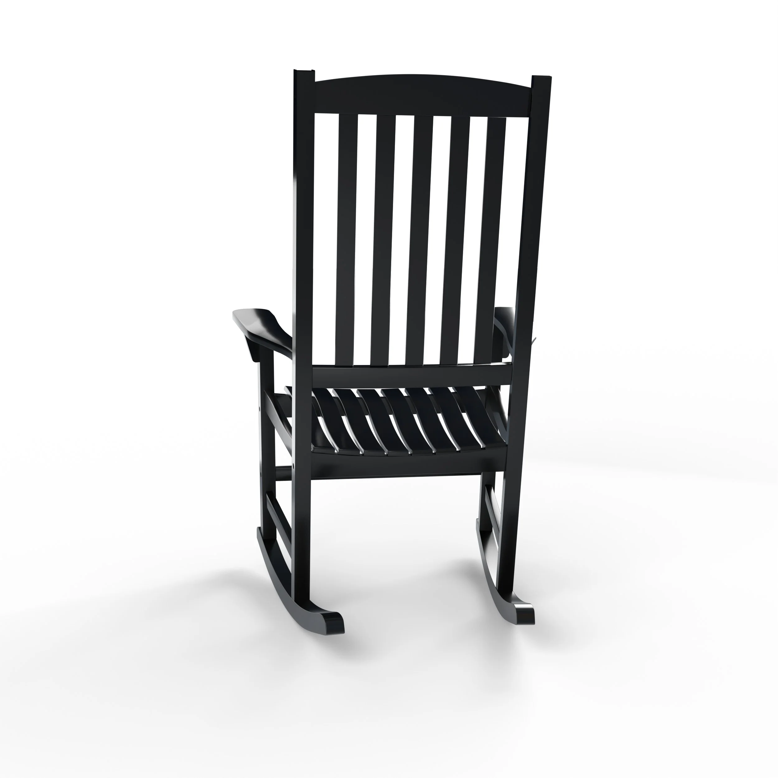 Alston Mahogany Wood Black Porch Rocking Chair with Blue Stripe Cushion - Image 33