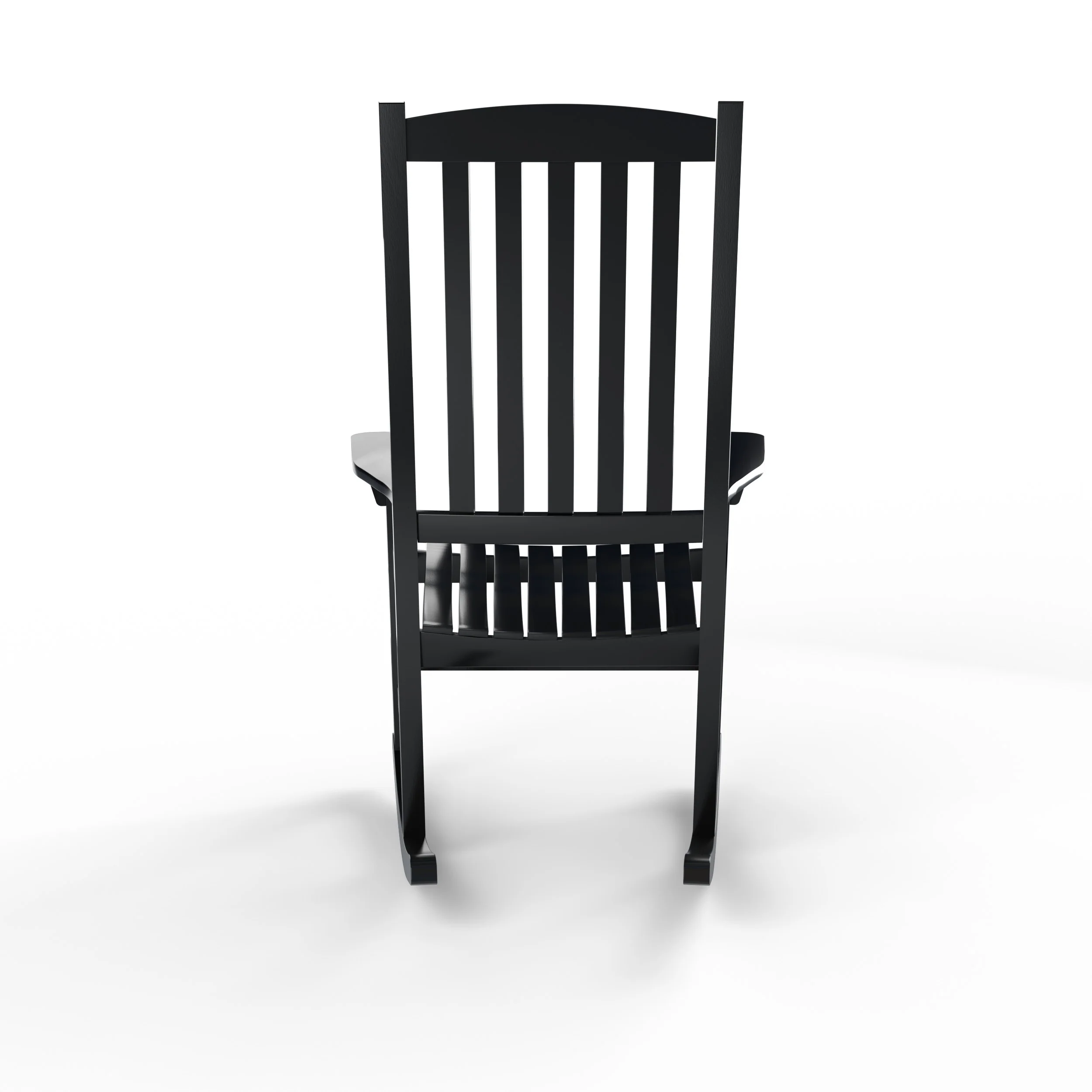Alston Mahogany Wood Black Porch Rocking Chair with Blue Stripe Cushion - Image 34