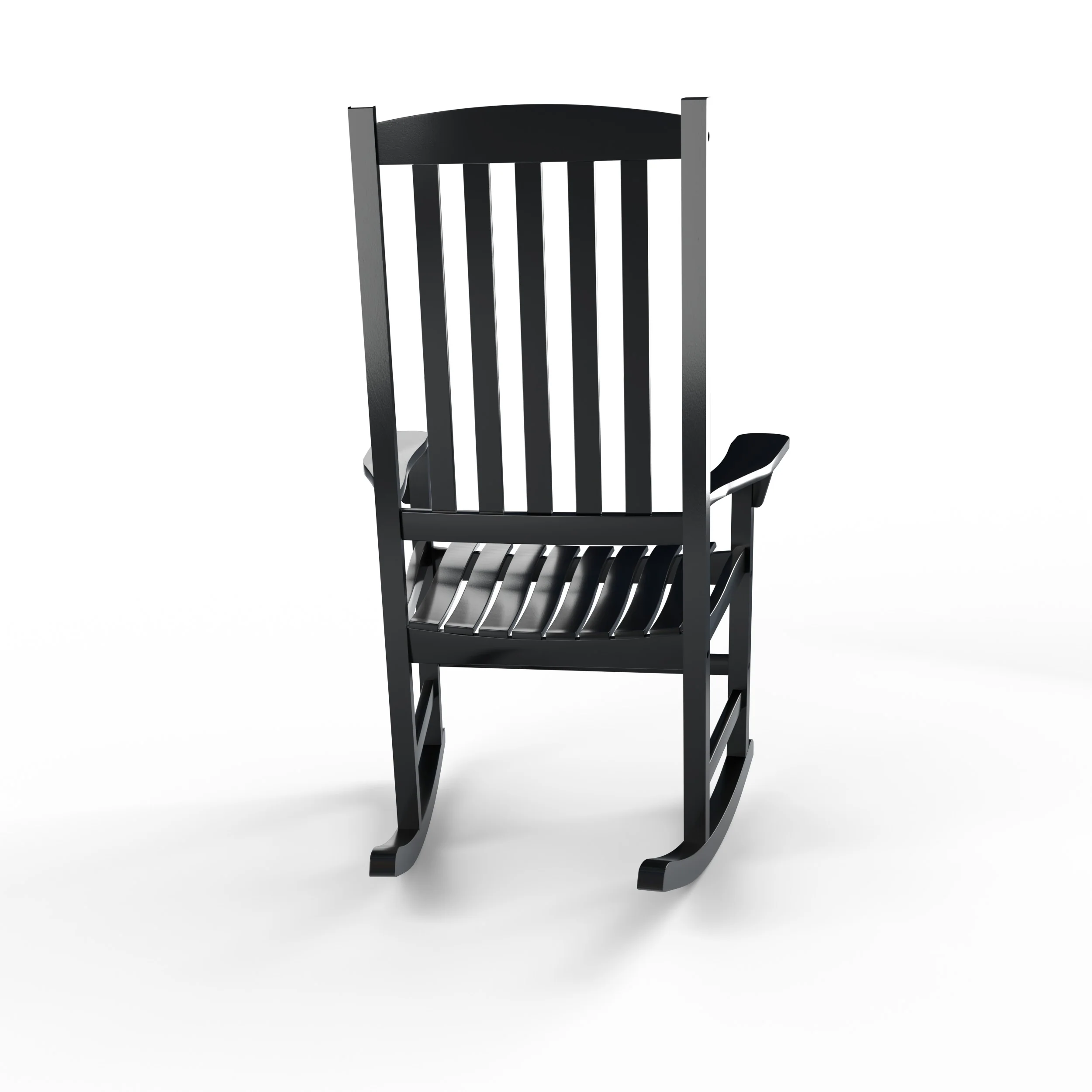 Alston Mahogany Wood Black Porch Rocking Chair with Blue Stripe Cushion - Image 35