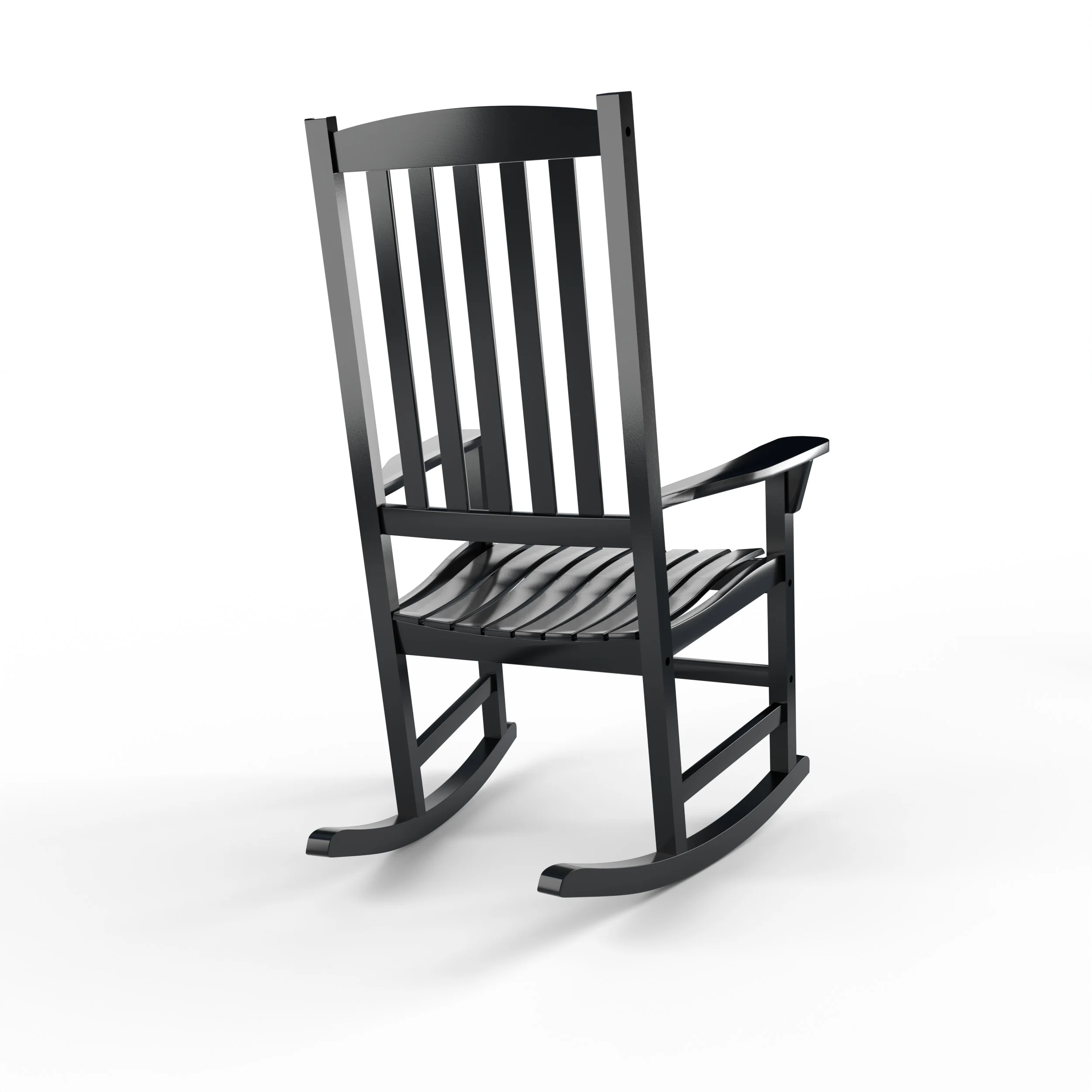 Alston Mahogany Wood Black Porch Rocking Chair with Blue Stripe Cushion - Image 37