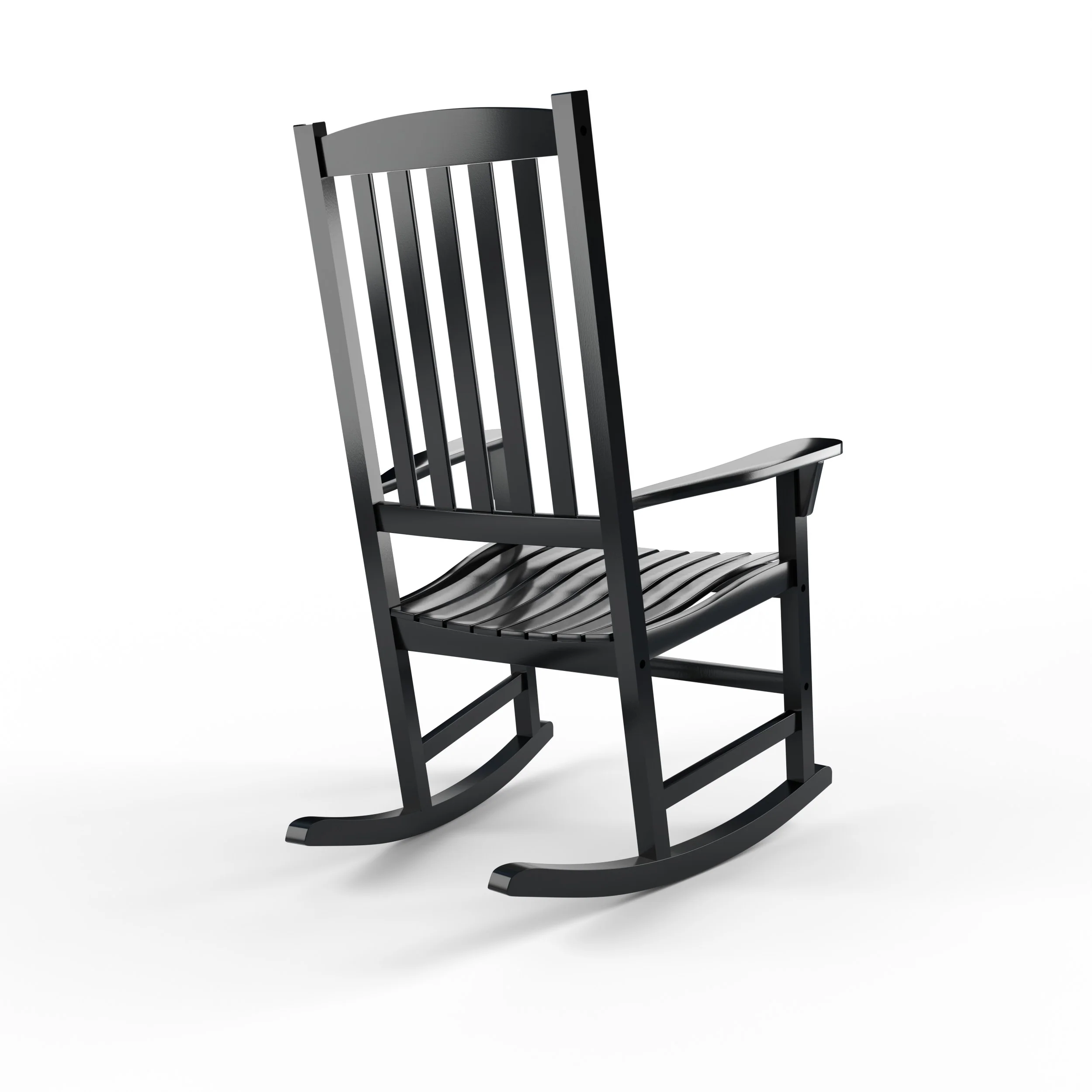 Alston Mahogany Wood Black Porch Rocking Chair with Blue Stripe Cushion - Image 38