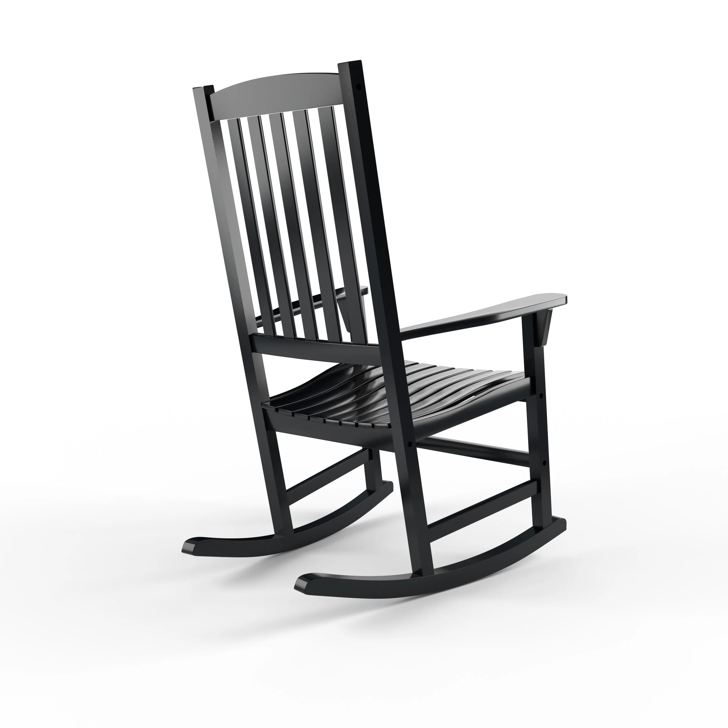 Alston Mahogany Wood Black Porch Rocking Chair with Blue Stripe Cushion - Image 39
