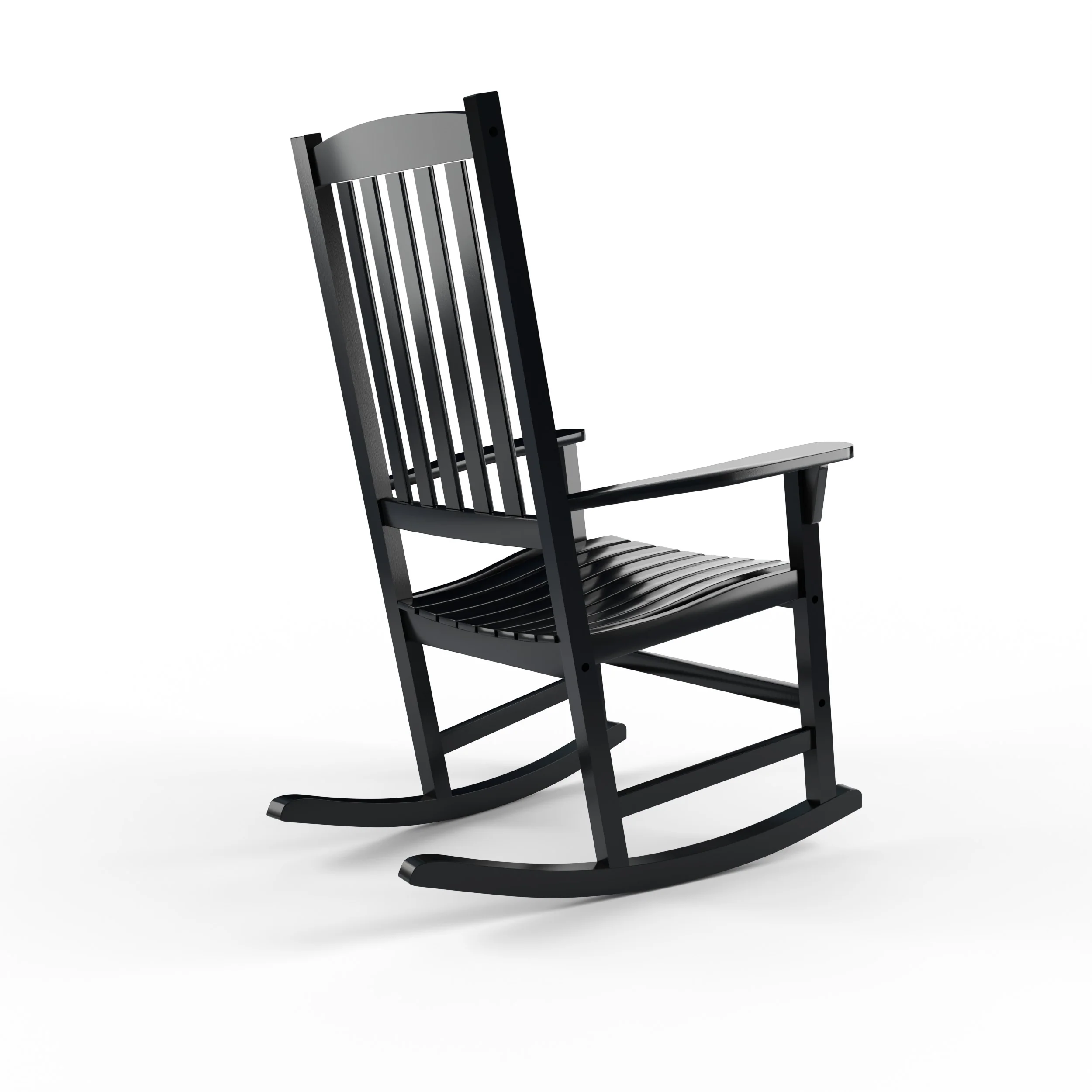 Alston Mahogany Wood Black Porch Rocking Chair with Blue Stripe Cushion - Image 40