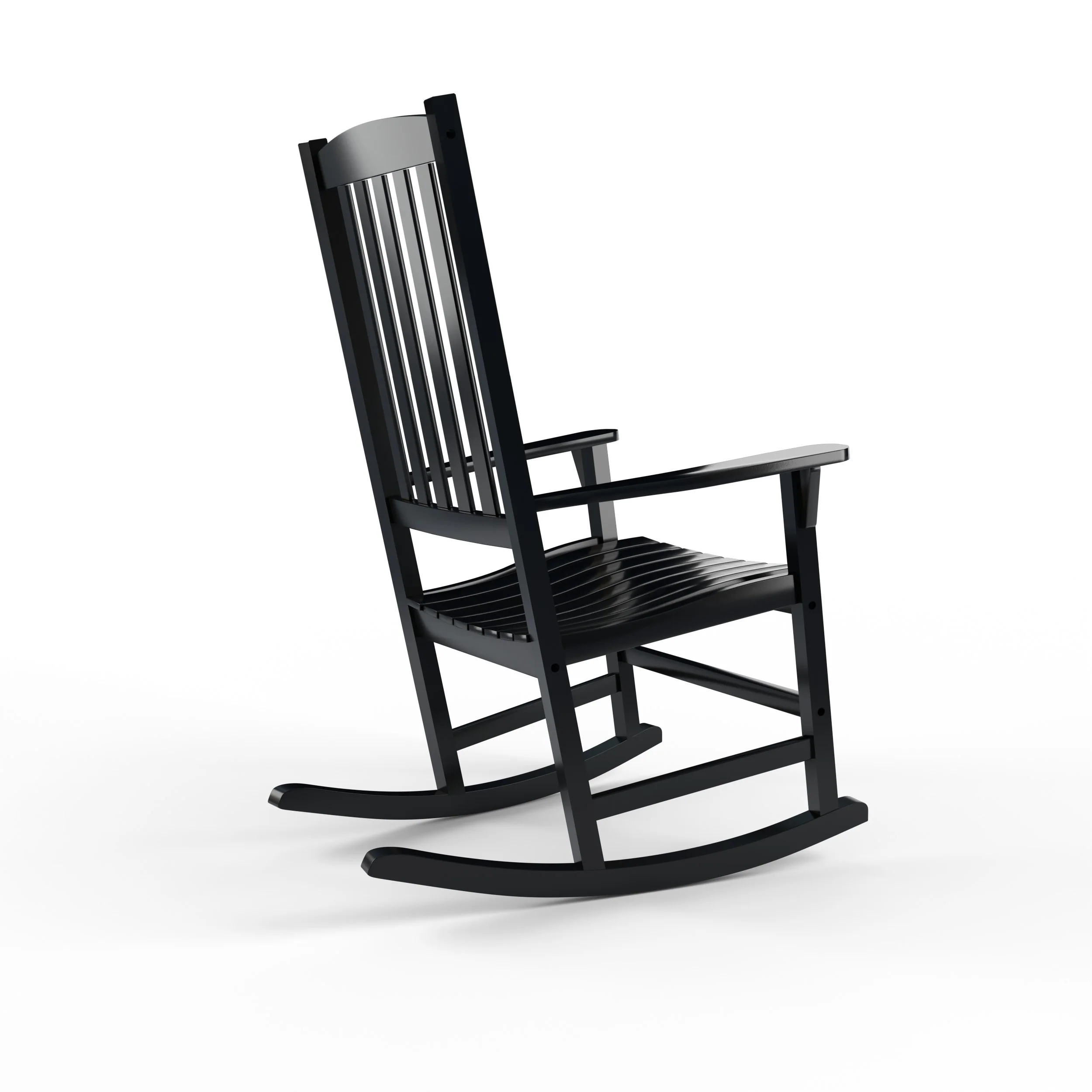 Alston Mahogany Wood Black Porch Rocking Chair with Blue Stripe Cushion - Image 41