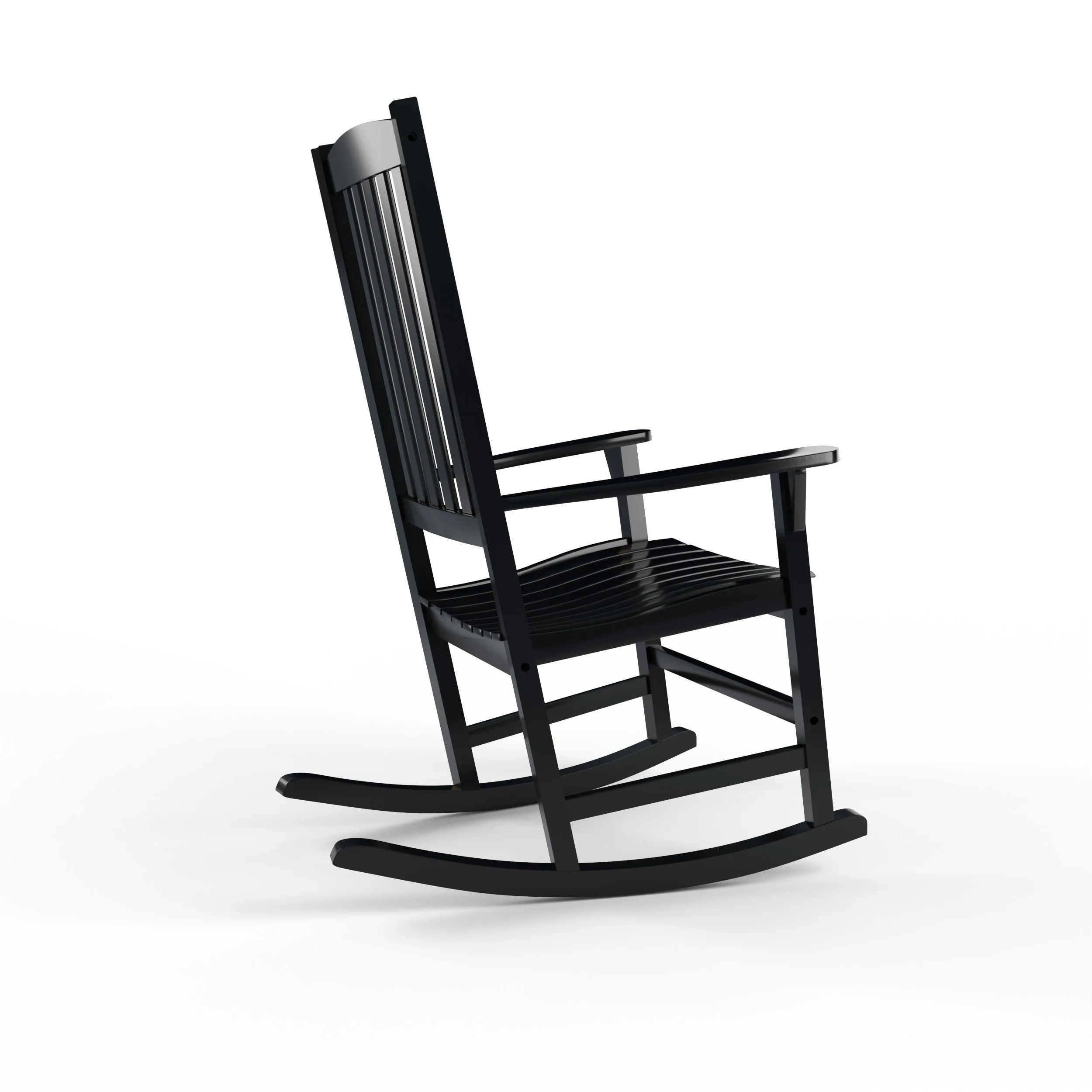 Alston Mahogany Wood Black Porch Rocking Chair with Blue Stripe Cushion - Image 42