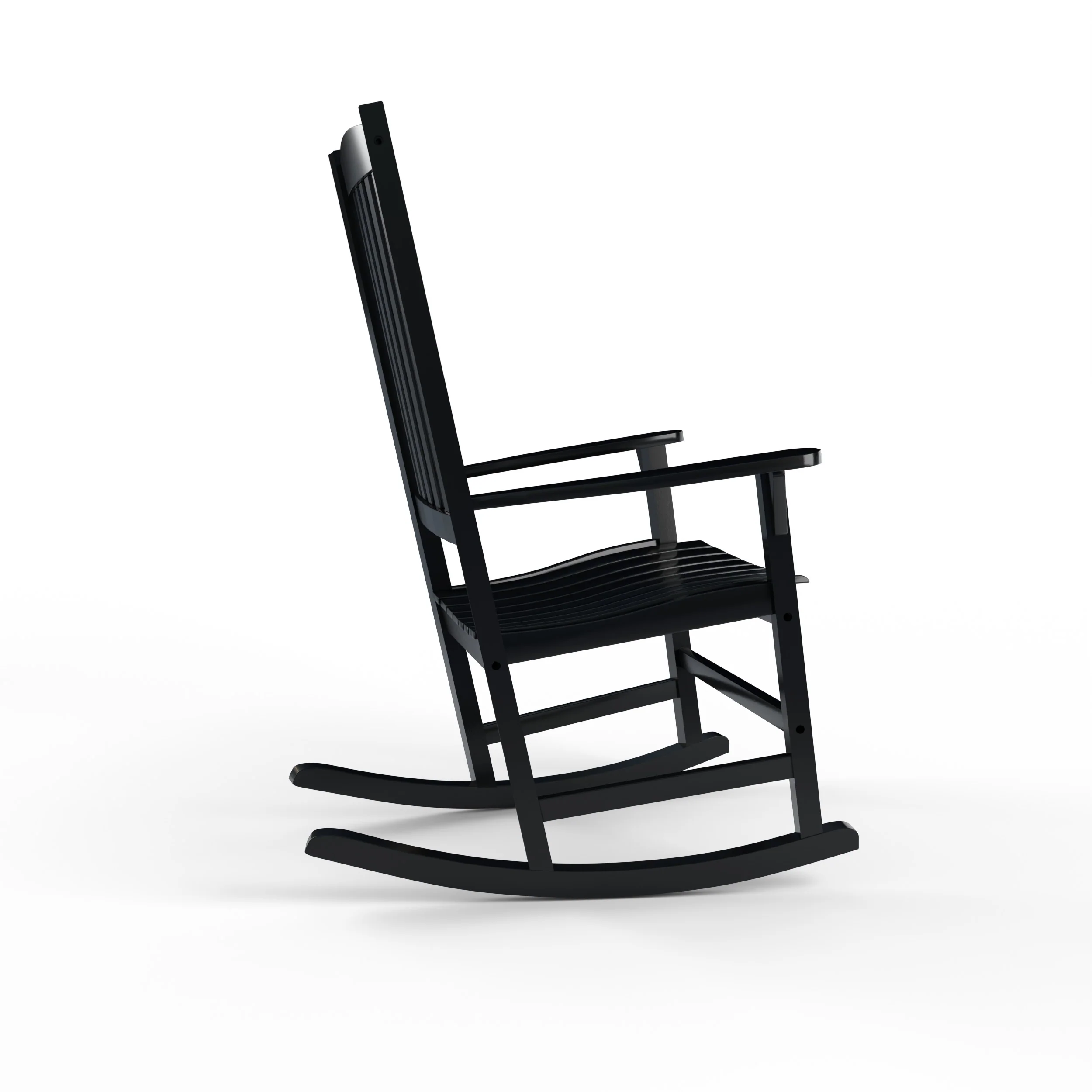 Alston Mahogany Wood Black Porch Rocking Chair with Blue Stripe Cushion - Image 43