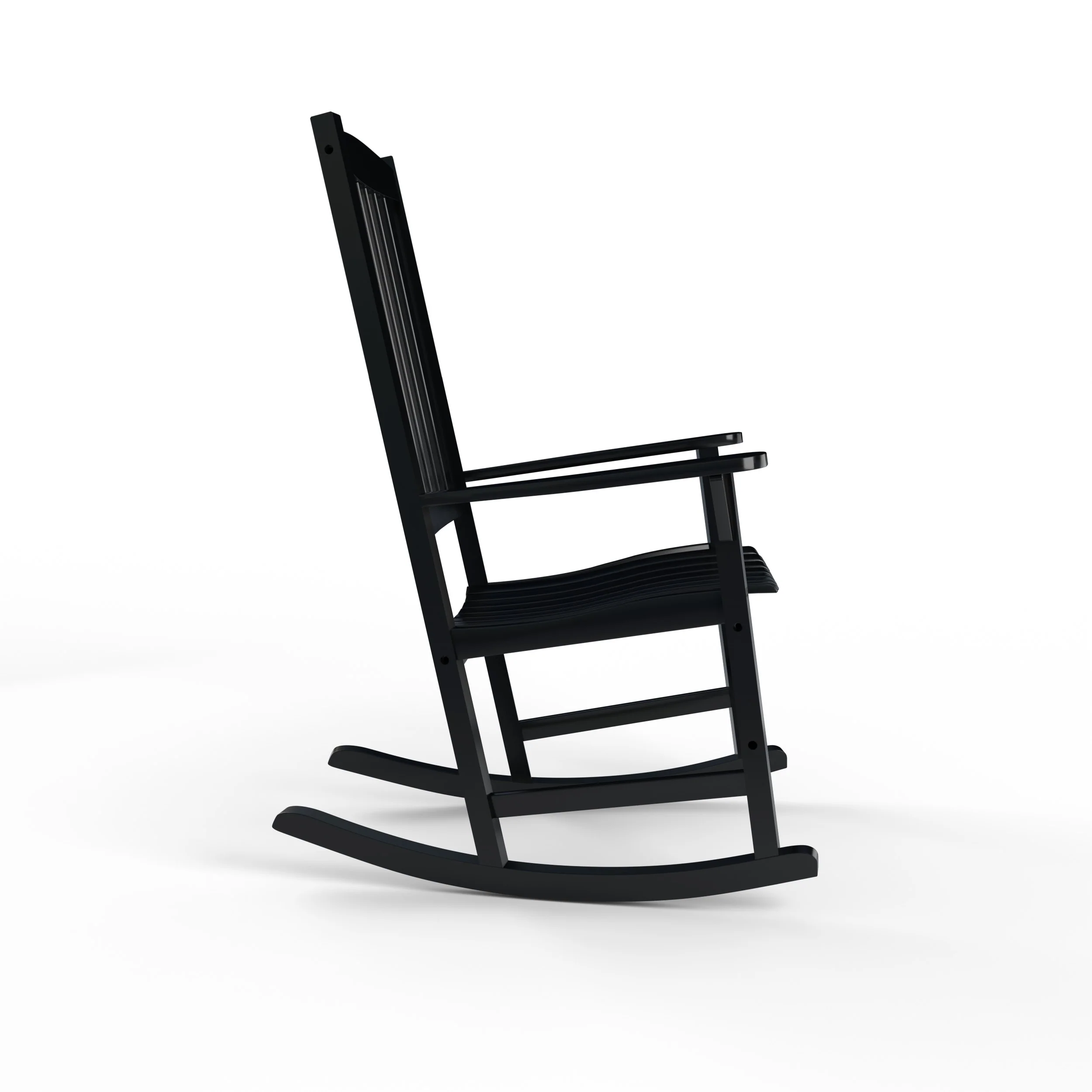 Alston Mahogany Wood Black Porch Rocking Chair with Blue Stripe Cushion - Image 45