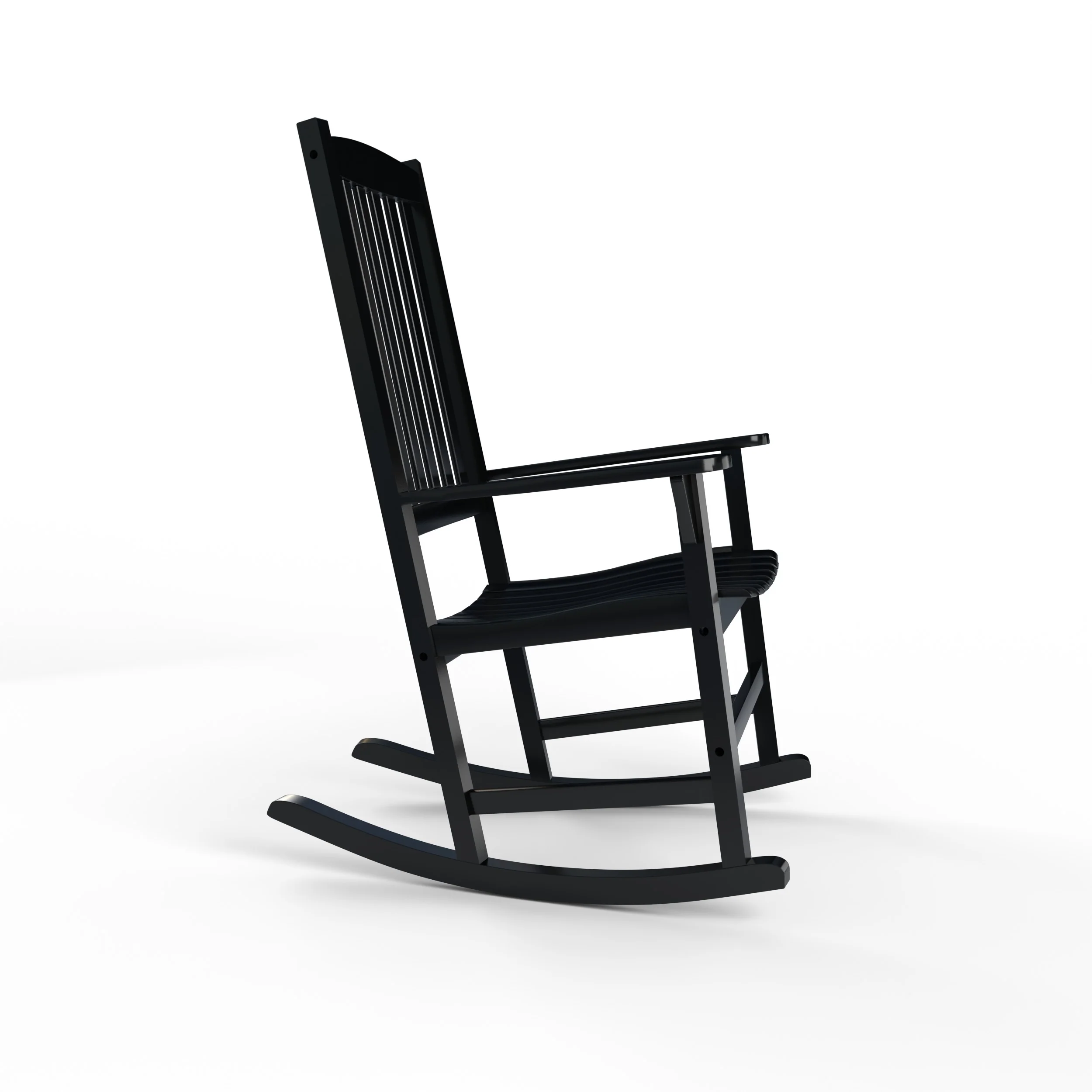 Alston Mahogany Wood Black Porch Rocking Chair with Blue Stripe Cushion - Image 46
