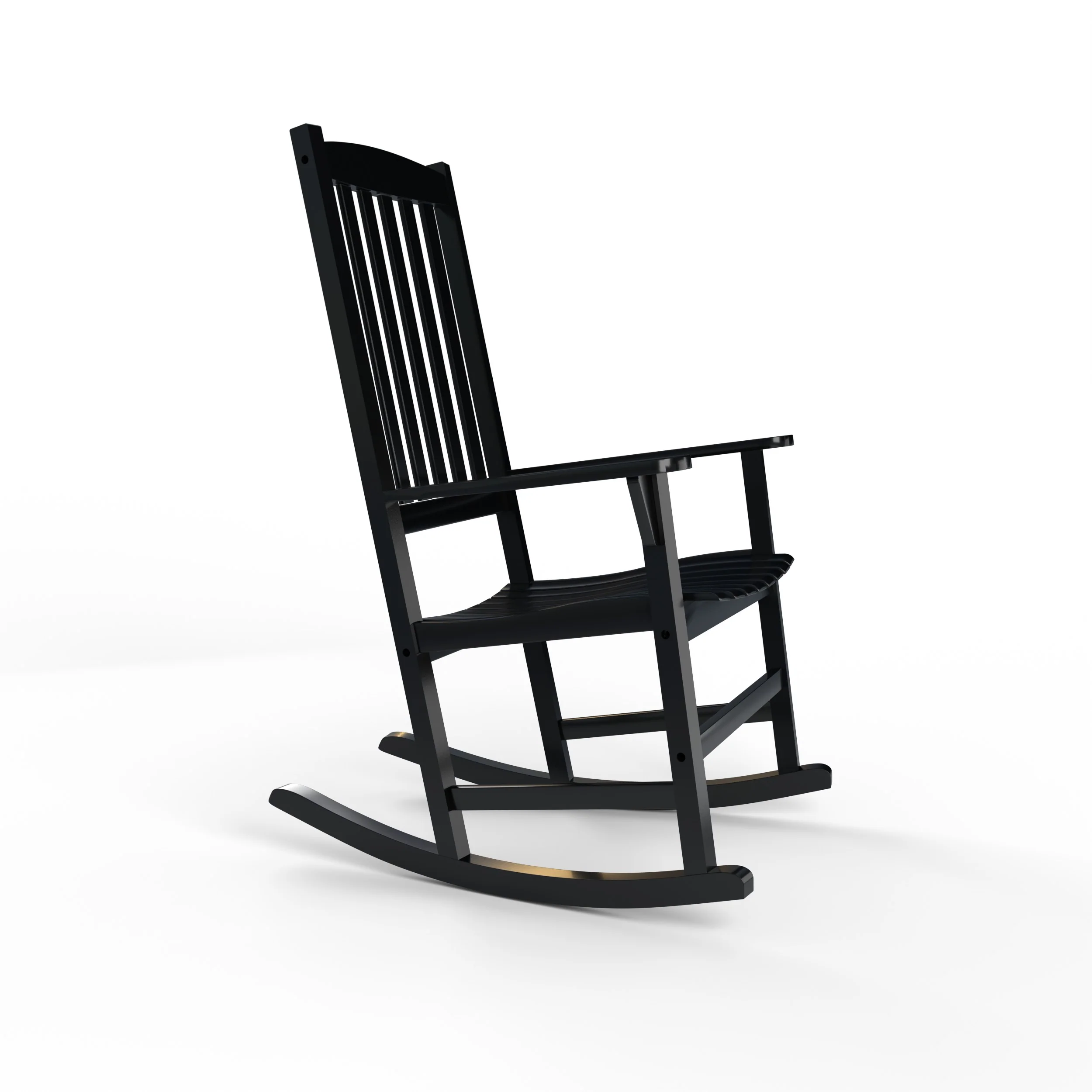 Alston Mahogany Wood Black Porch Rocking Chair with Blue Stripe Cushion - Image 47