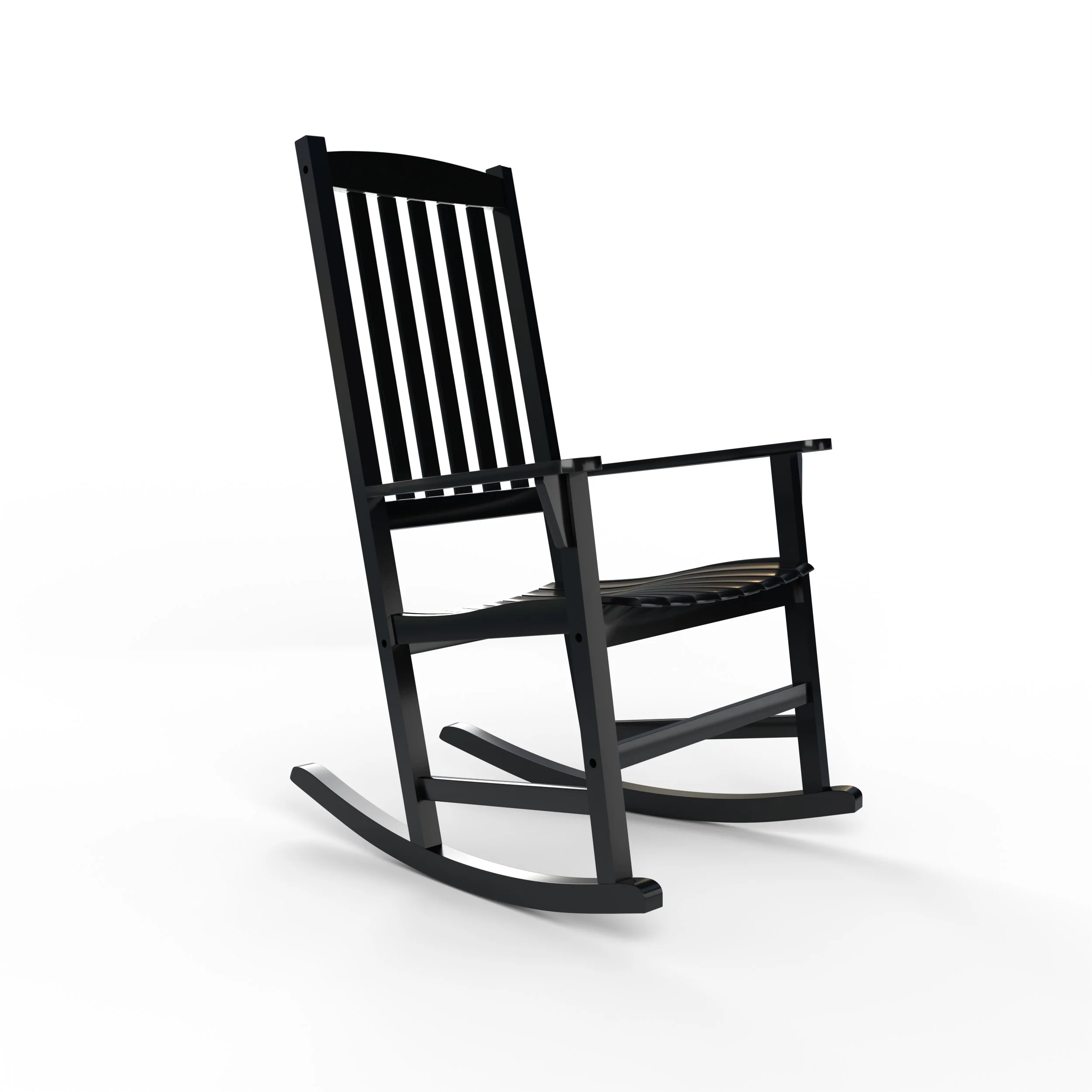 Alston Mahogany Wood Black Porch Rocking Chair with Blue Stripe Cushion - Image 49