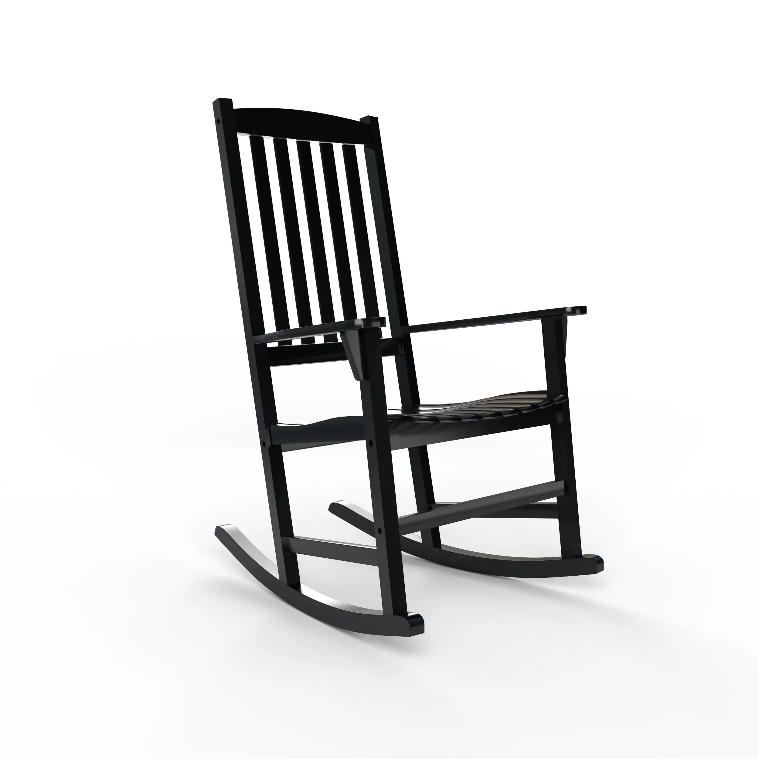 Alston Mahogany Wood Black Porch Rocking Chair with Blue Stripe Cushion - Image 50