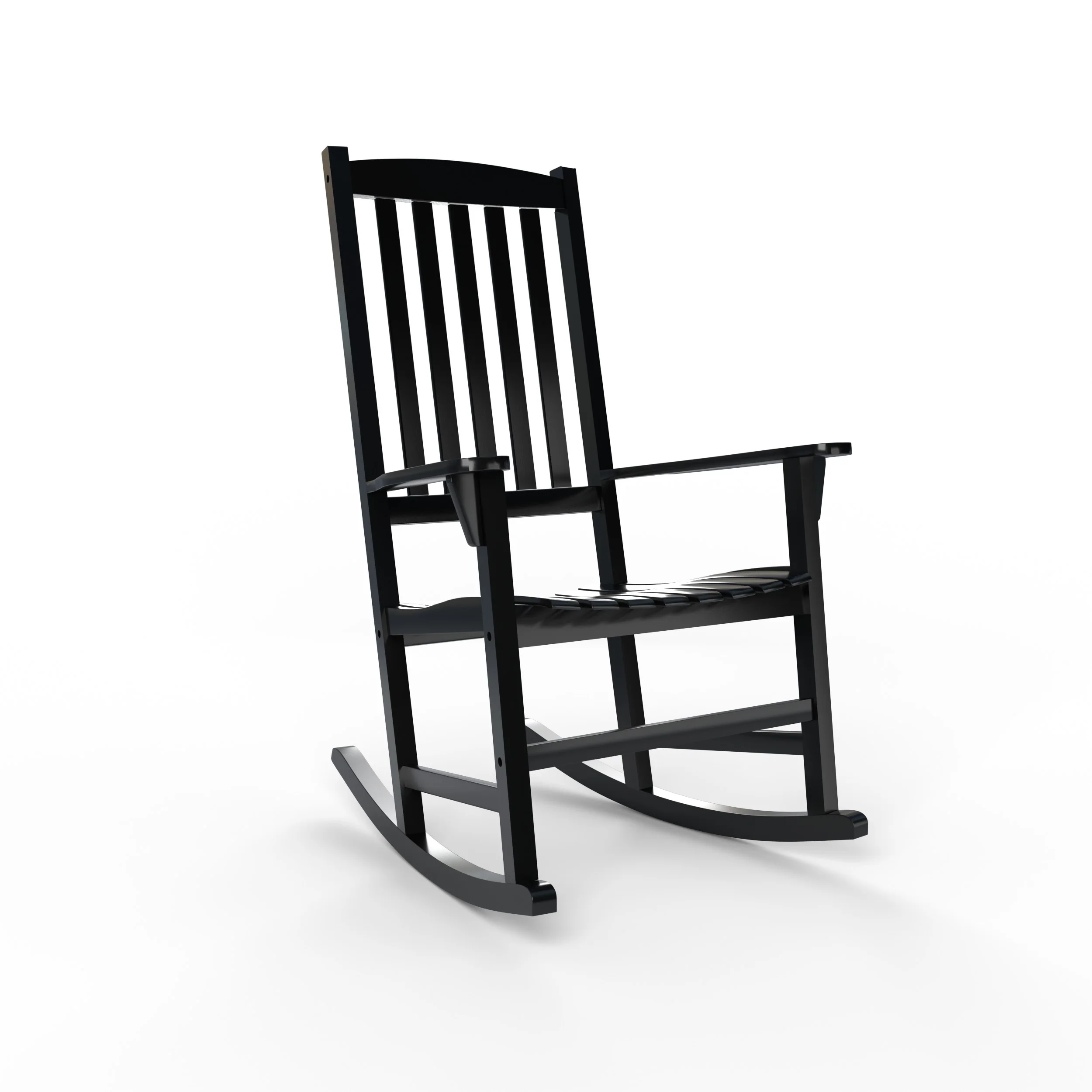 Alston Mahogany Wood Black Porch Rocking Chair with Blue Stripe Cushion - Image 51