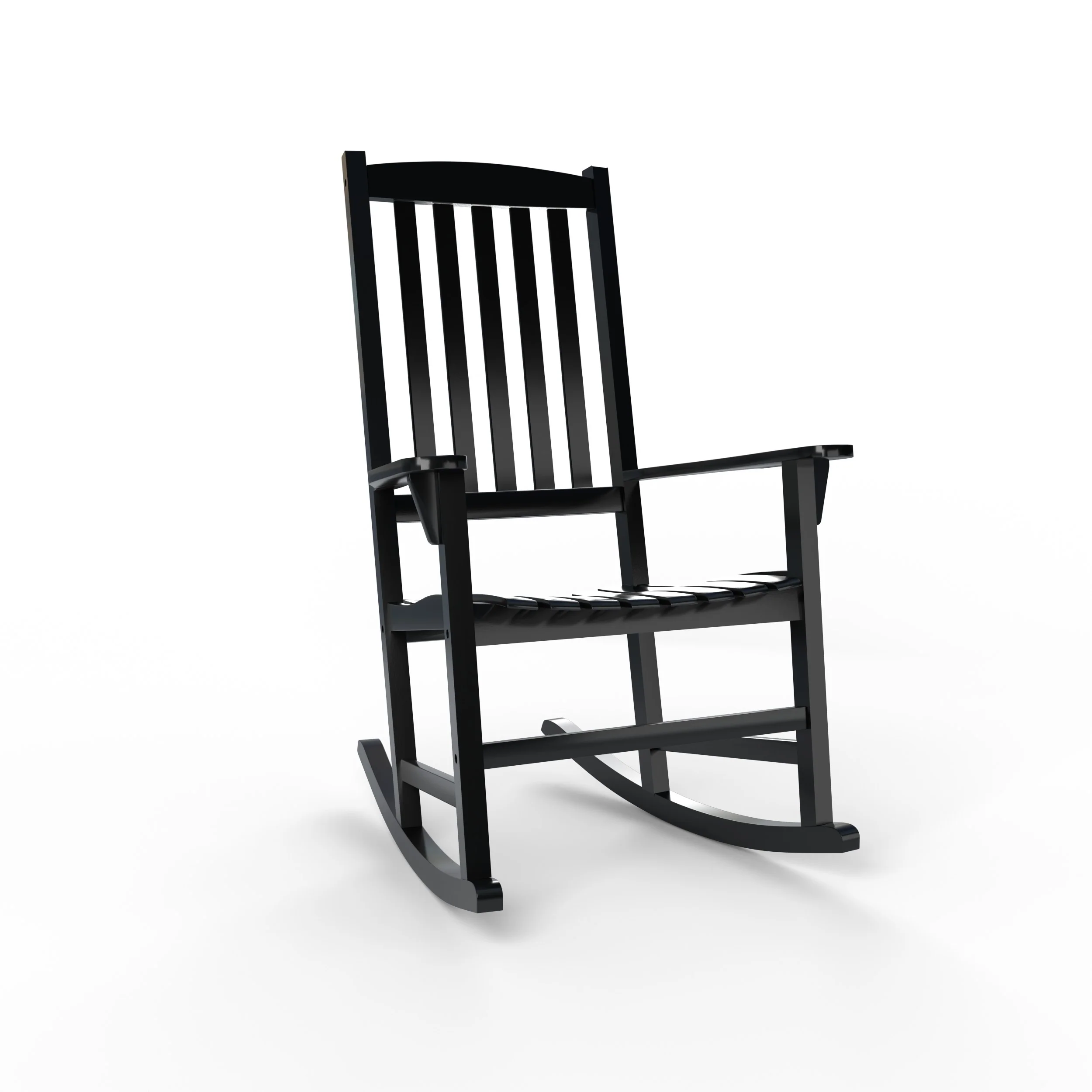 Alston Mahogany Wood Black Porch Rocking Chair with Blue Stripe Cushion - Image 52