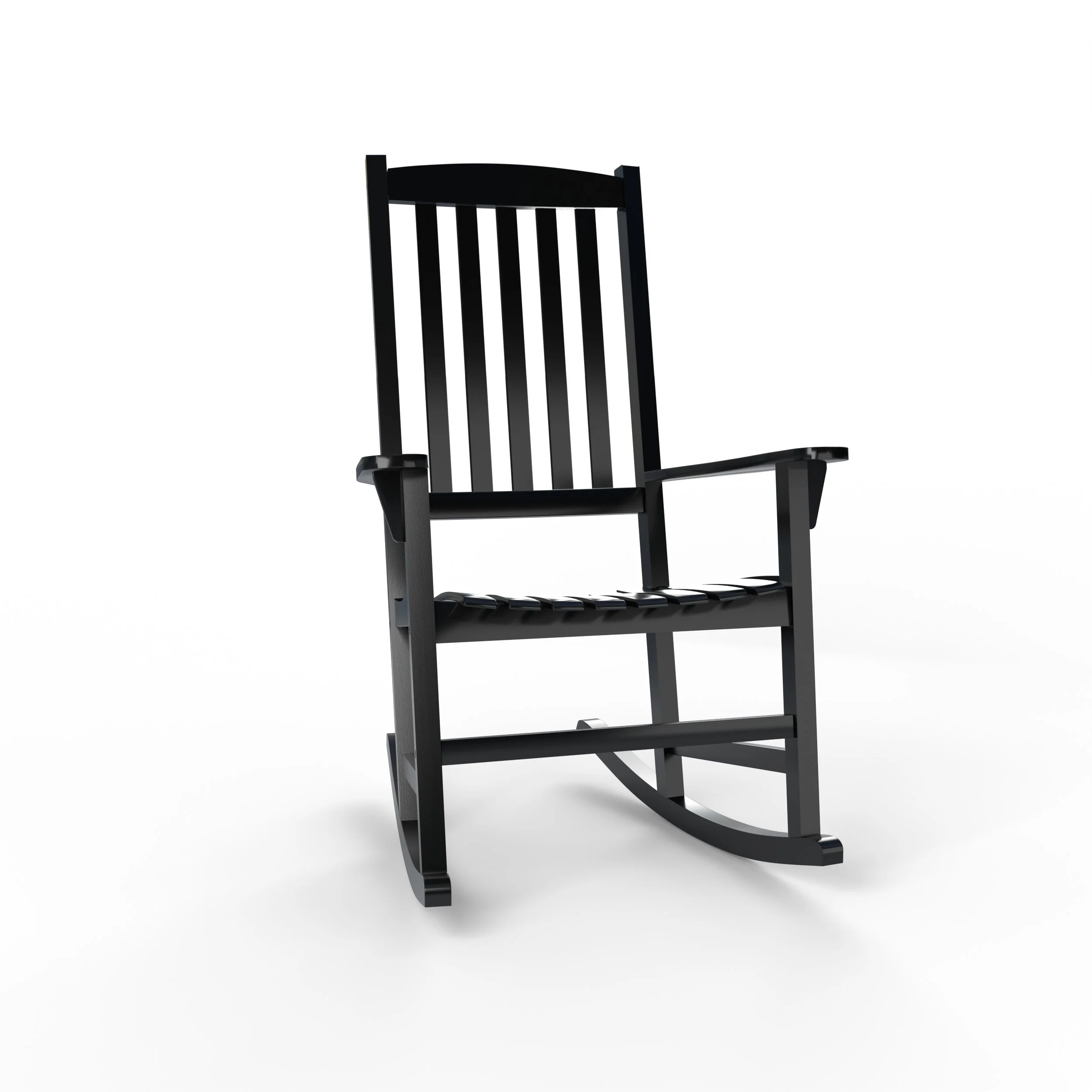 Alston Mahogany Wood Black Porch Rocking Chair with Blue Stripe Cushion - Image 53