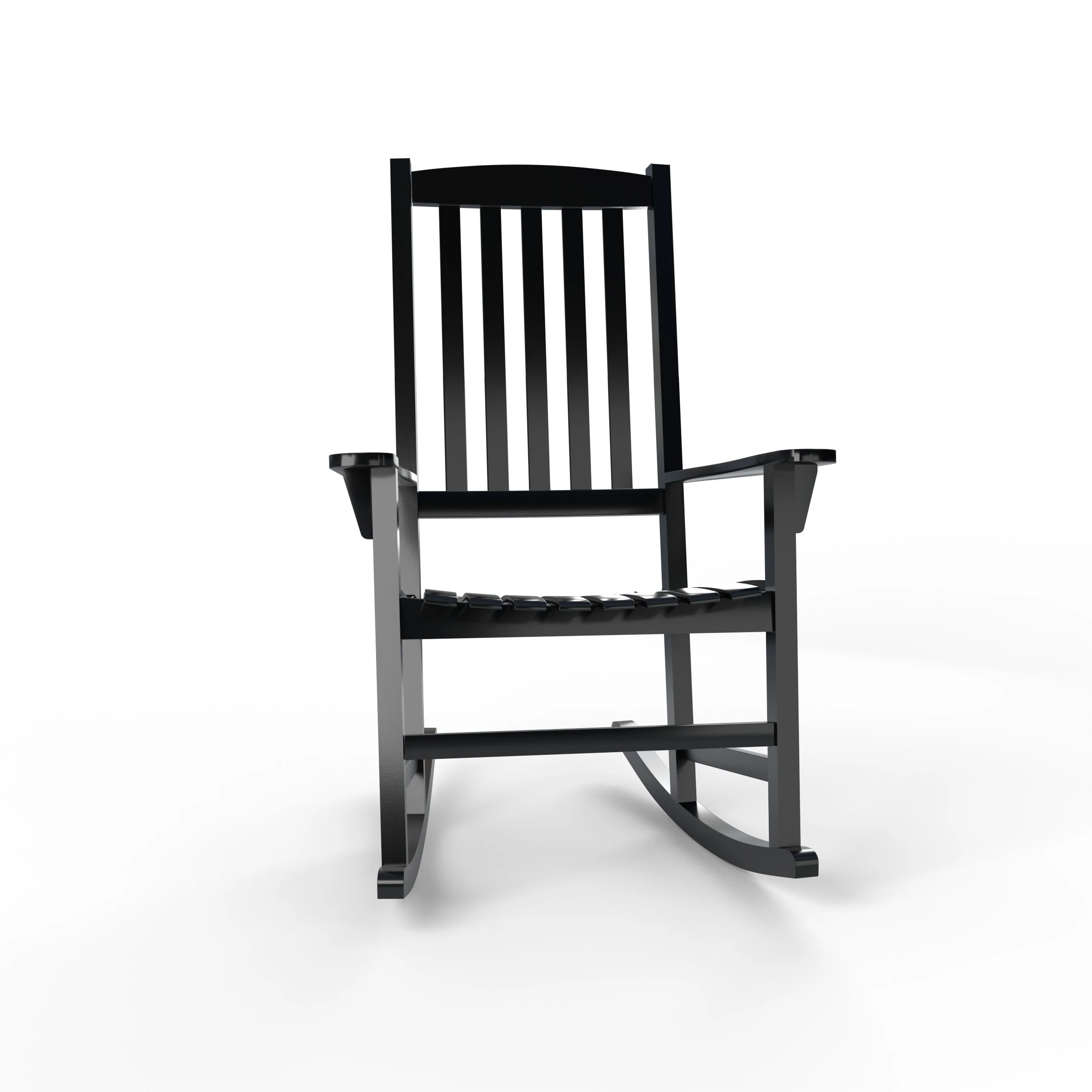 Alston Mahogany Wood Black Porch Rocking Chair with Blue Stripe Cushion - Image 54