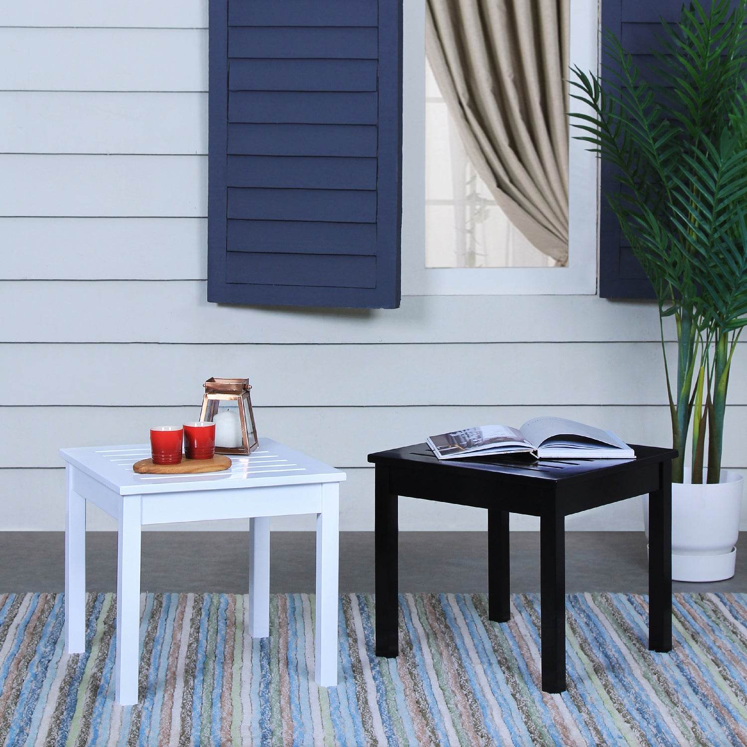 Alston Mahogany Wood Outdoor Black Side Table - Image 3