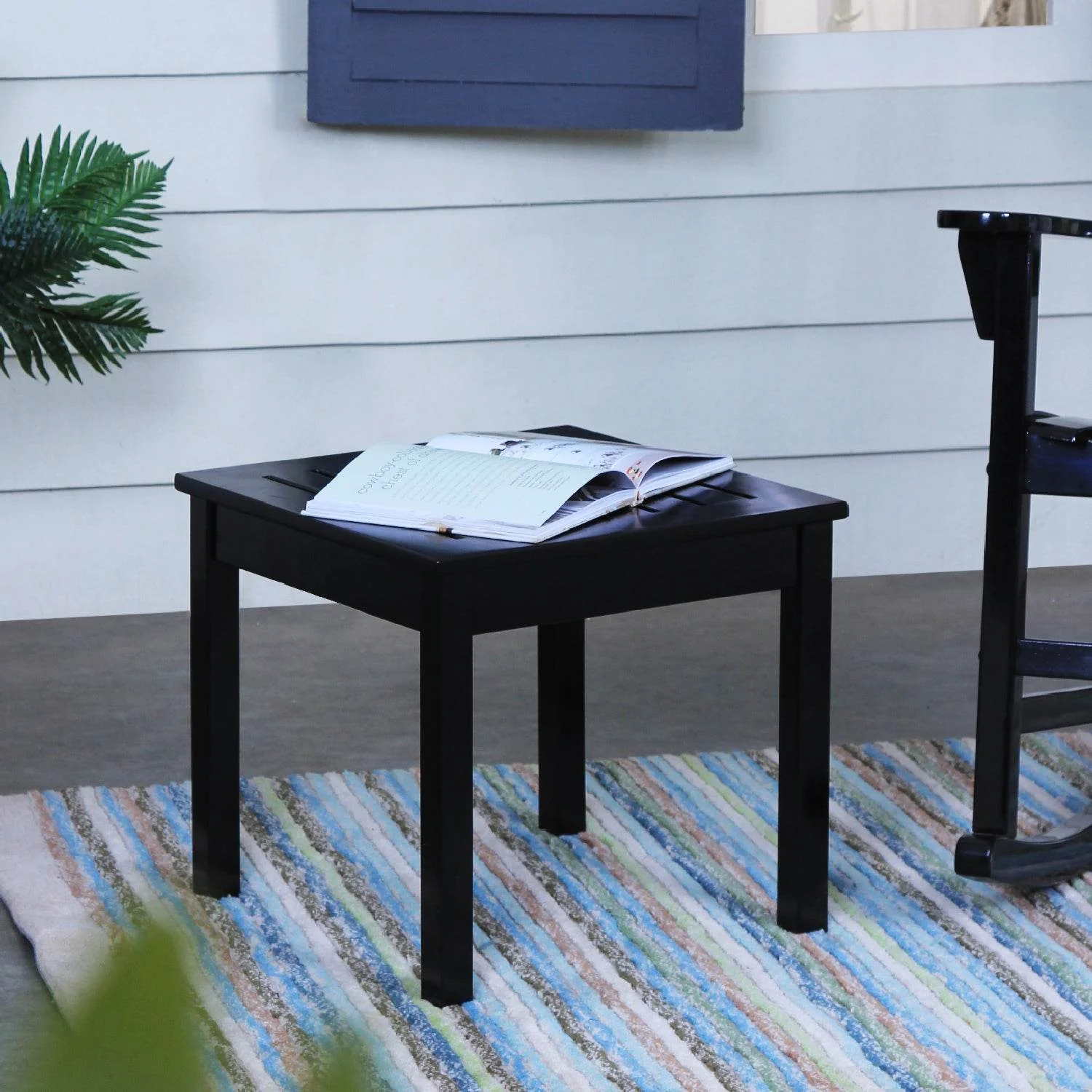 Alston Mahogany Wood Outdoor Black Side Table - Image 4