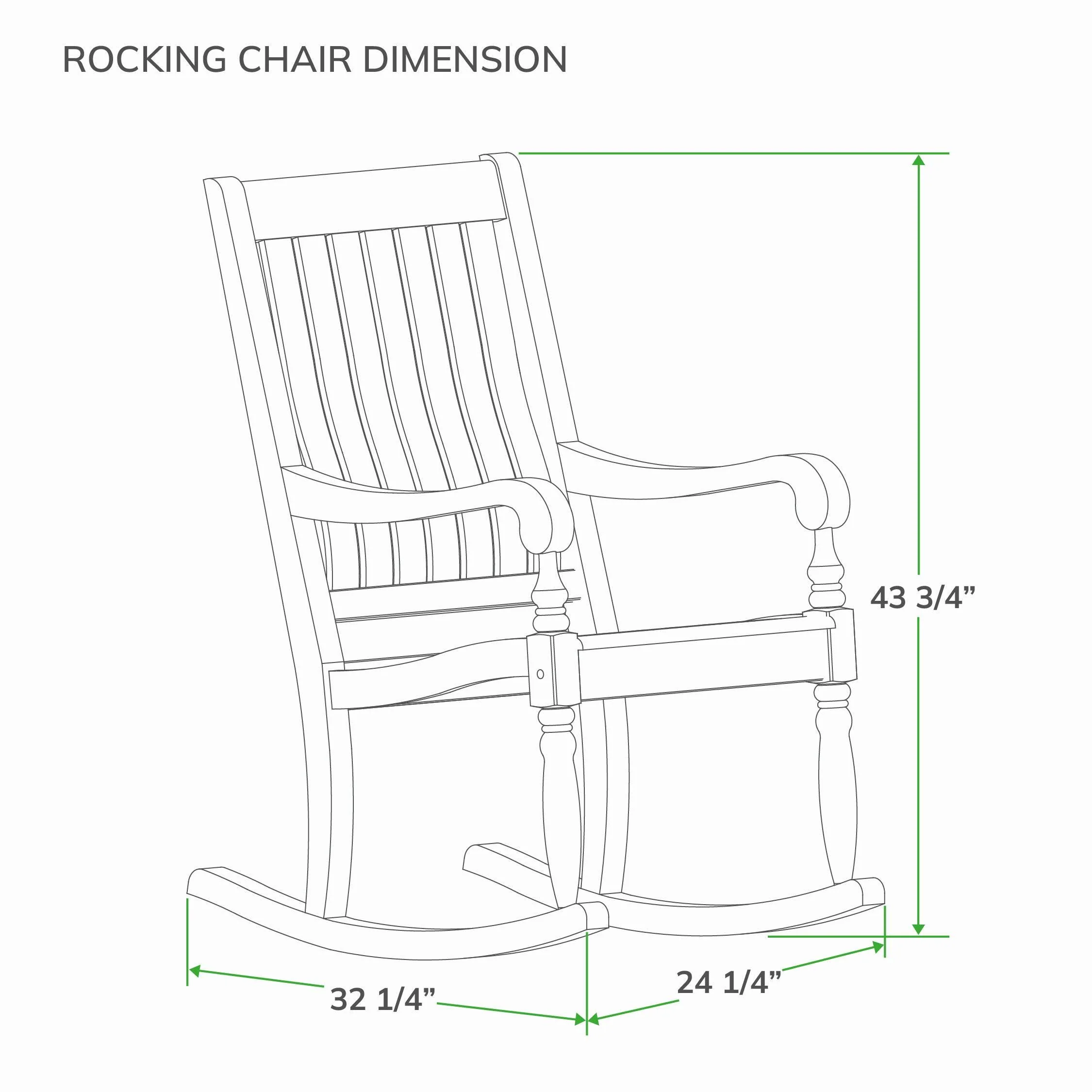 Bonn Mahogany Wood Black Oversized Porch Rocking Chair - Image 11
