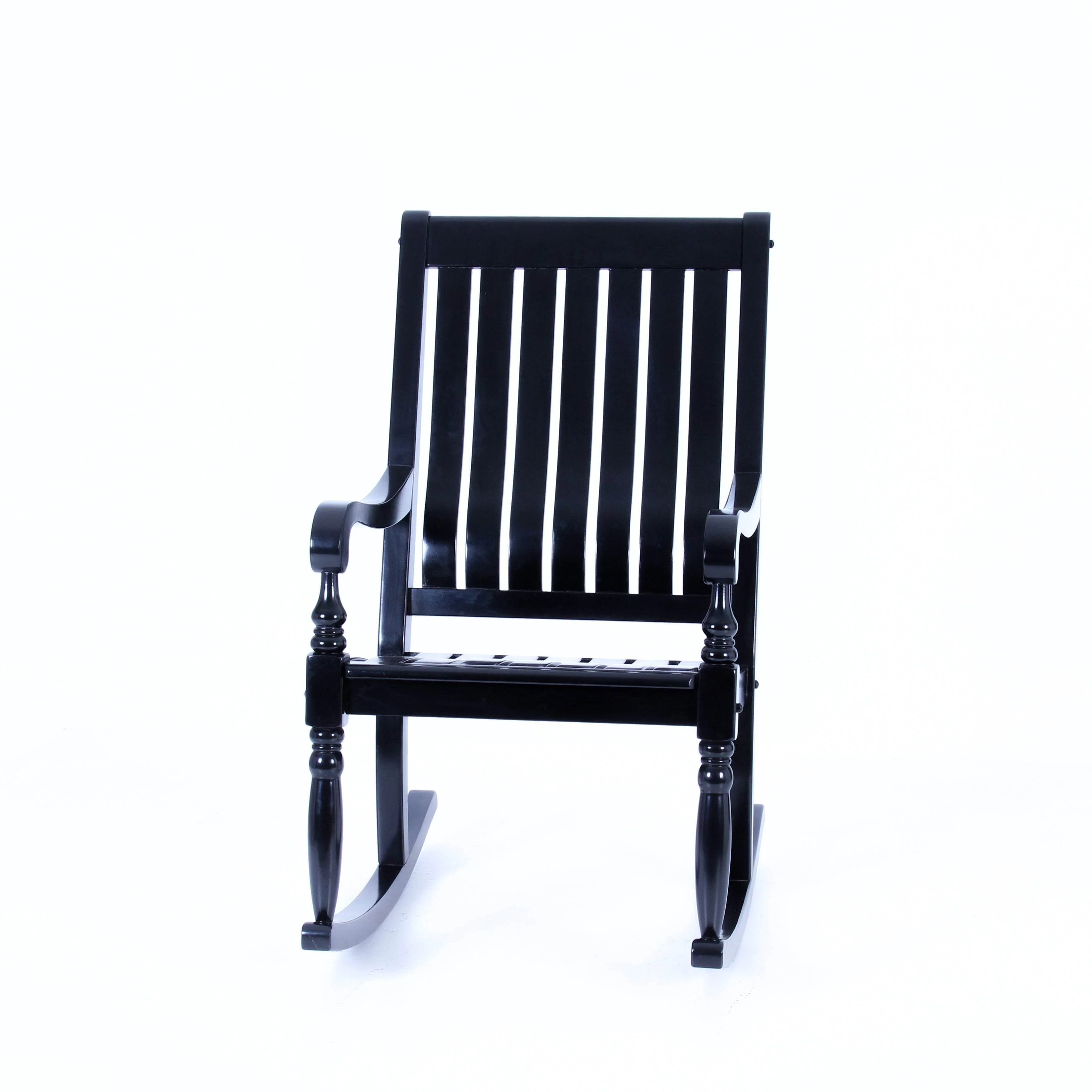 Bonn Mahogany Wood Black Oversized Porch Rocking Chair - Image 15