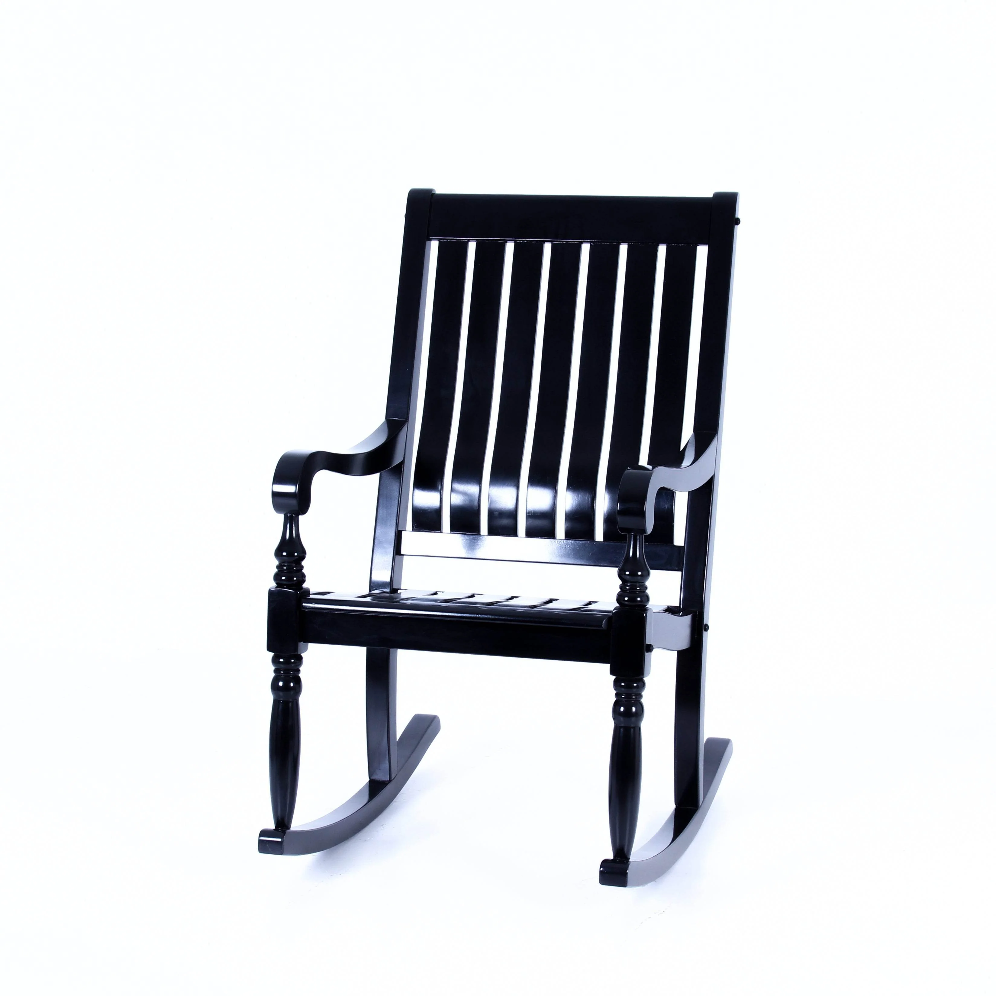 Bonn Mahogany Wood Black Oversized Porch Rocking Chair - Image 16