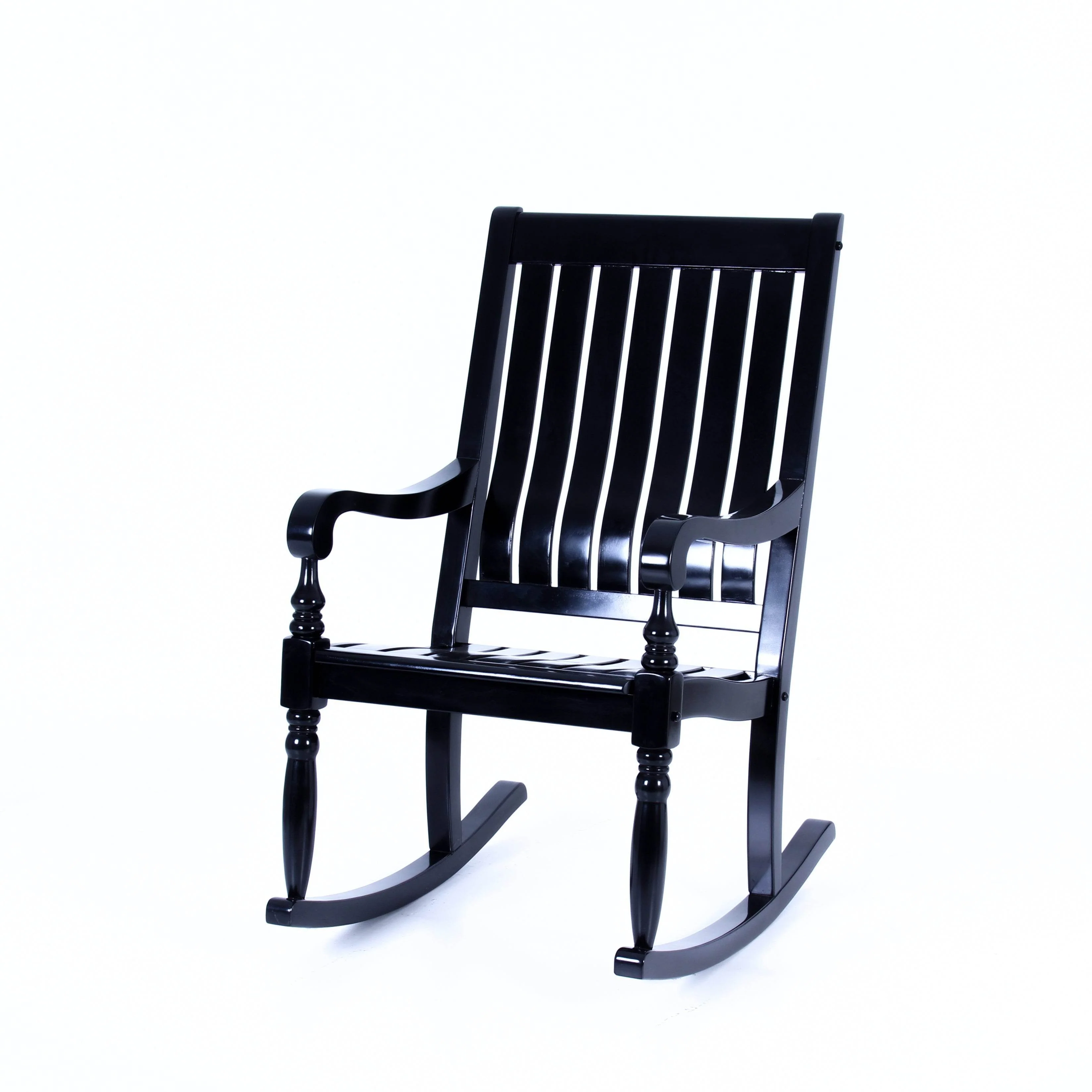 Bonn Mahogany Wood Black Oversized Porch Rocking Chair - Image 17