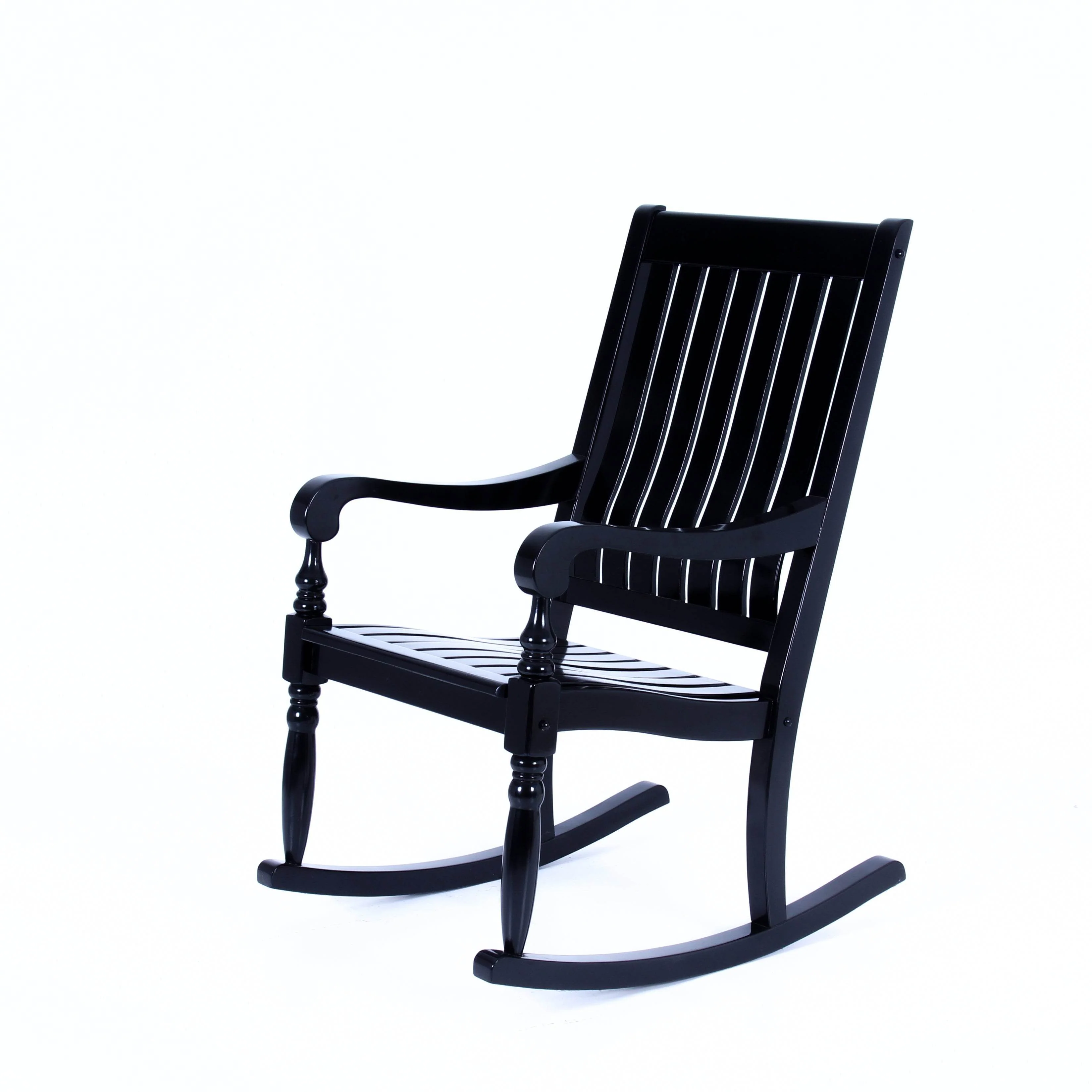 Bonn Mahogany Wood Black Oversized Porch Rocking Chair - Image 20