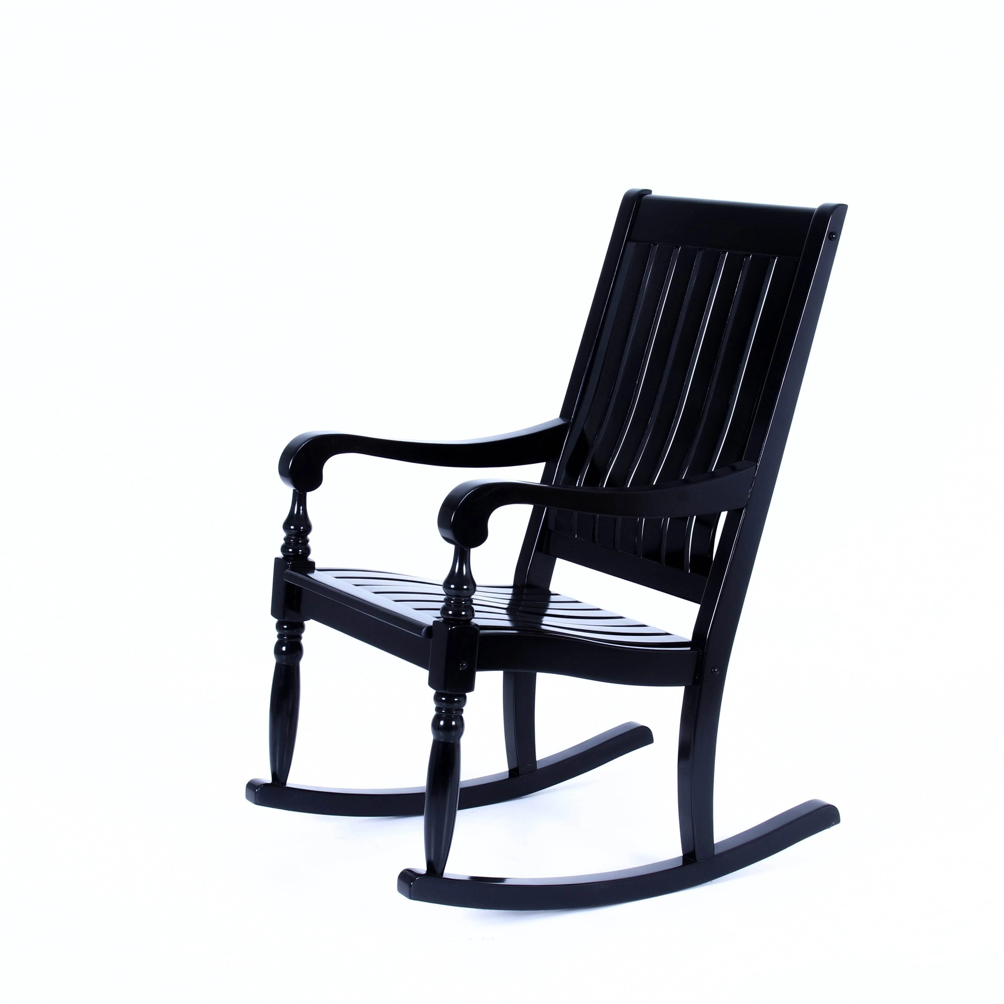 Bonn Mahogany Wood Black Oversized Porch Rocking Chair - Image 21