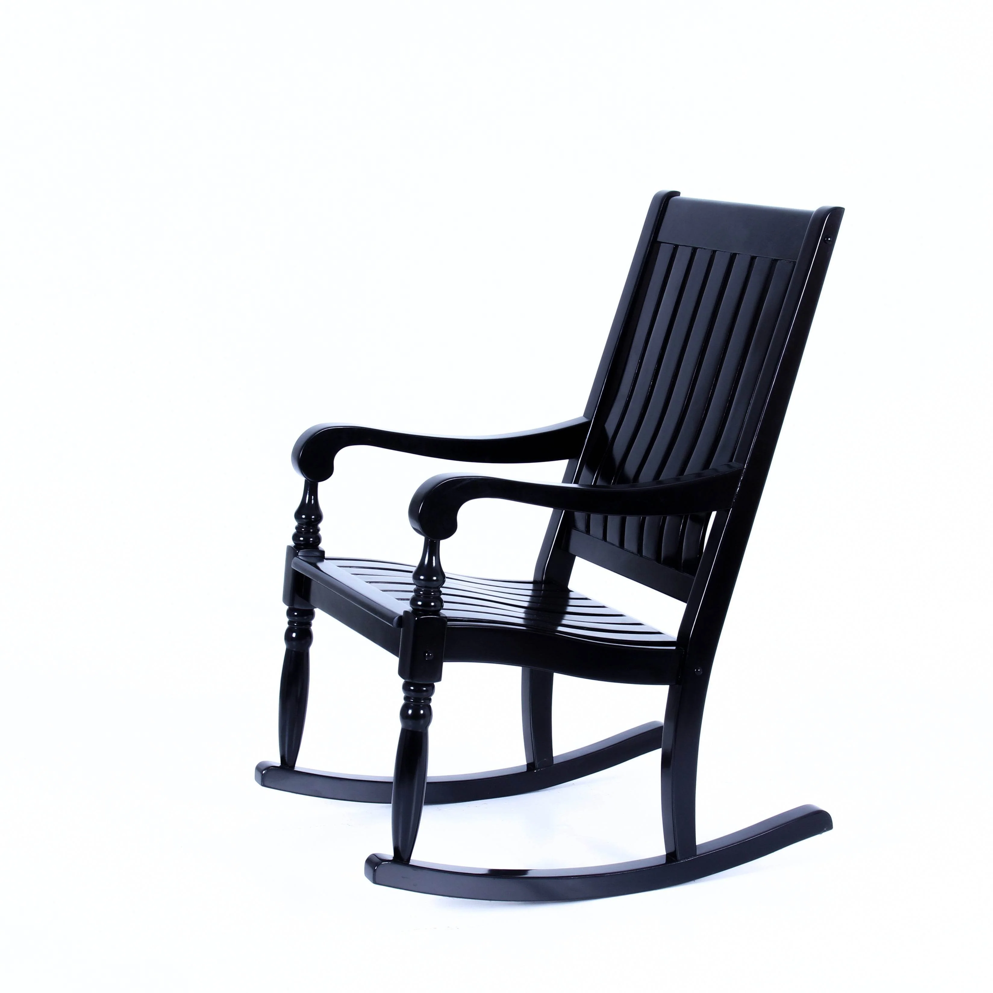Bonn Mahogany Wood Black Oversized Porch Rocking Chair - Image 22