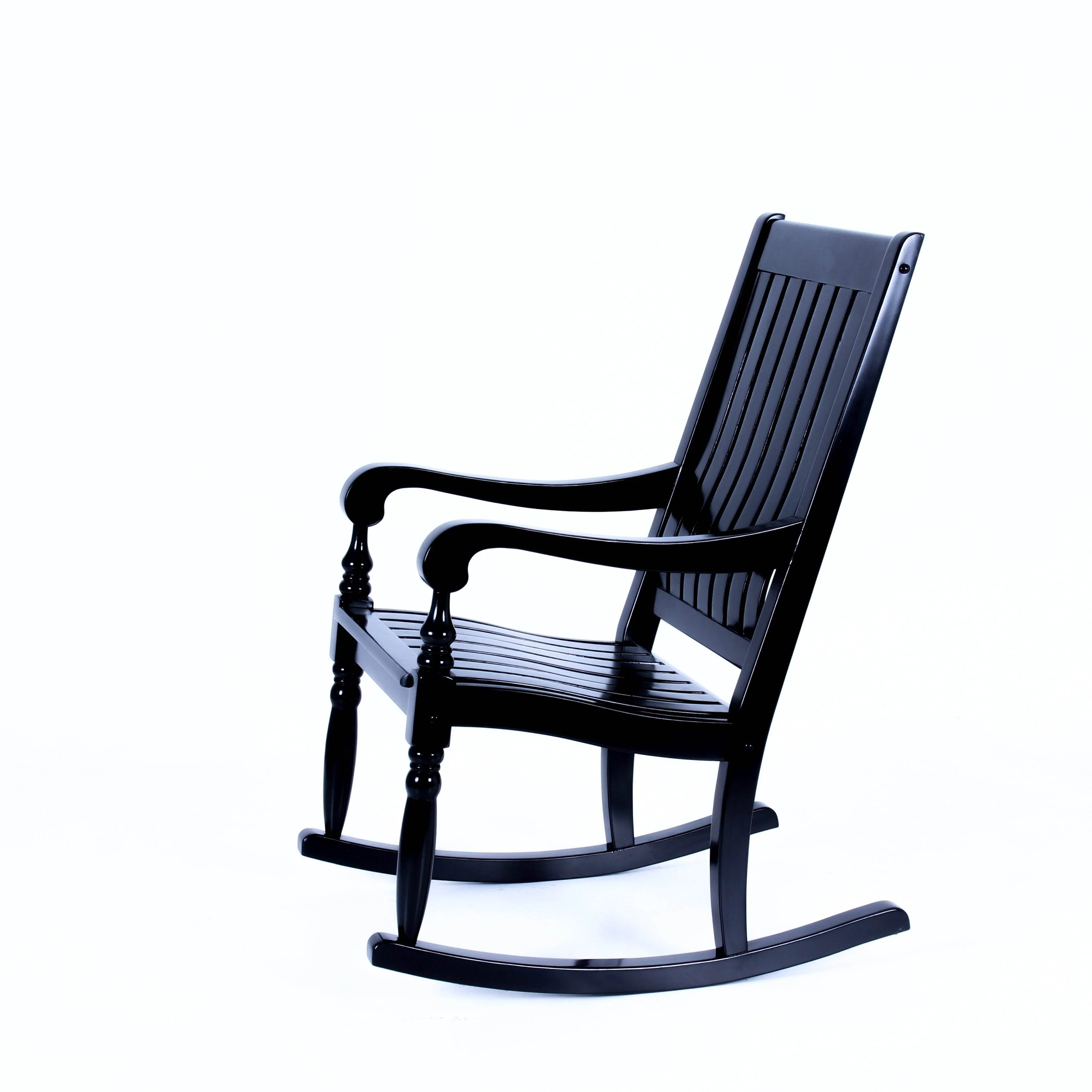 Bonn Mahogany Wood Black Oversized Porch Rocking Chair - Image 23
